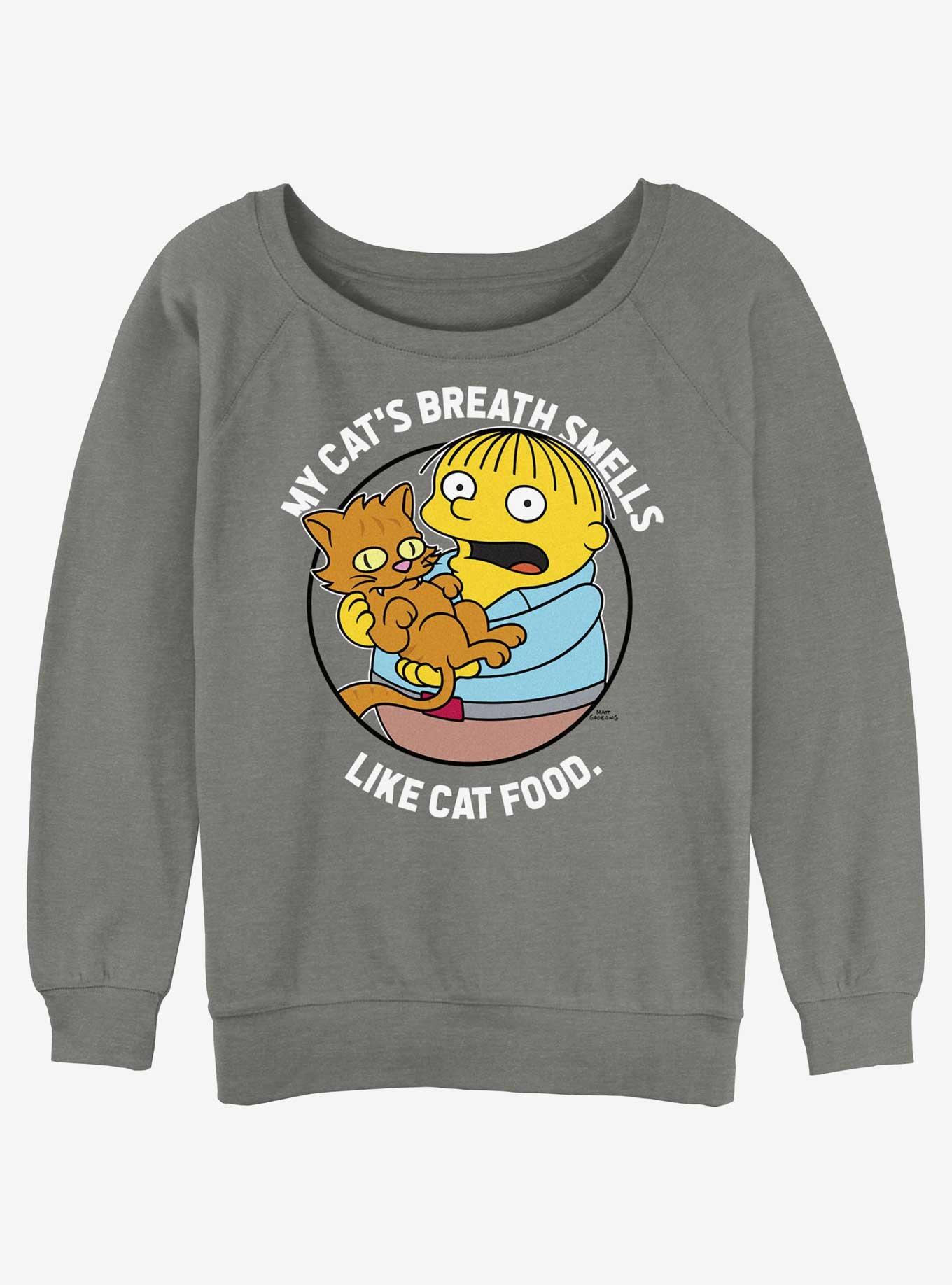 The Simpsons Ralph's Cat Girls Slouchy Sweatshirt, GRAY HTR, hi-res