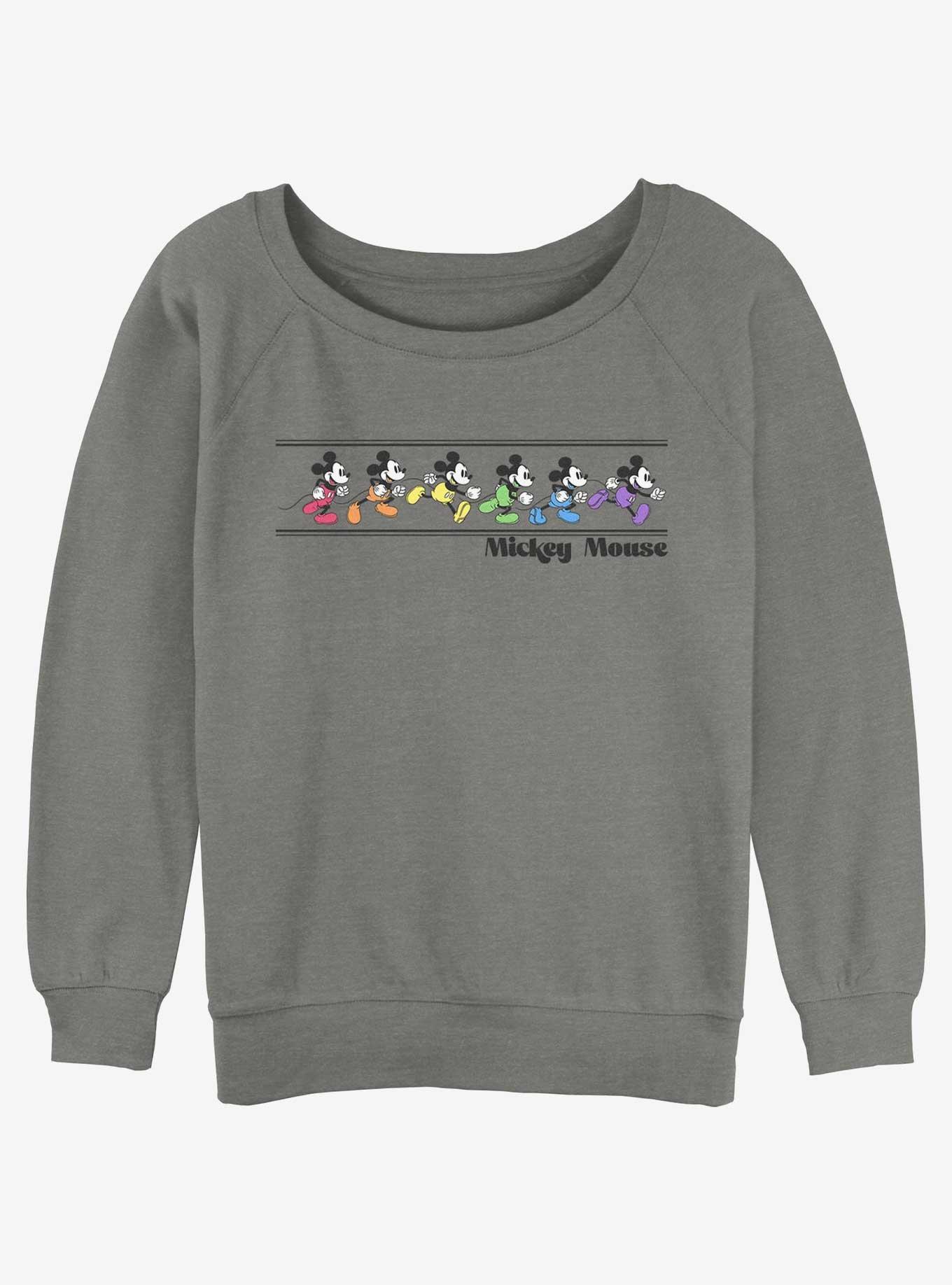 Disney Mickey Mouse Rainbow Mickeys Girls Slouchy Sweatshirt, GRAY HTR, hi-res