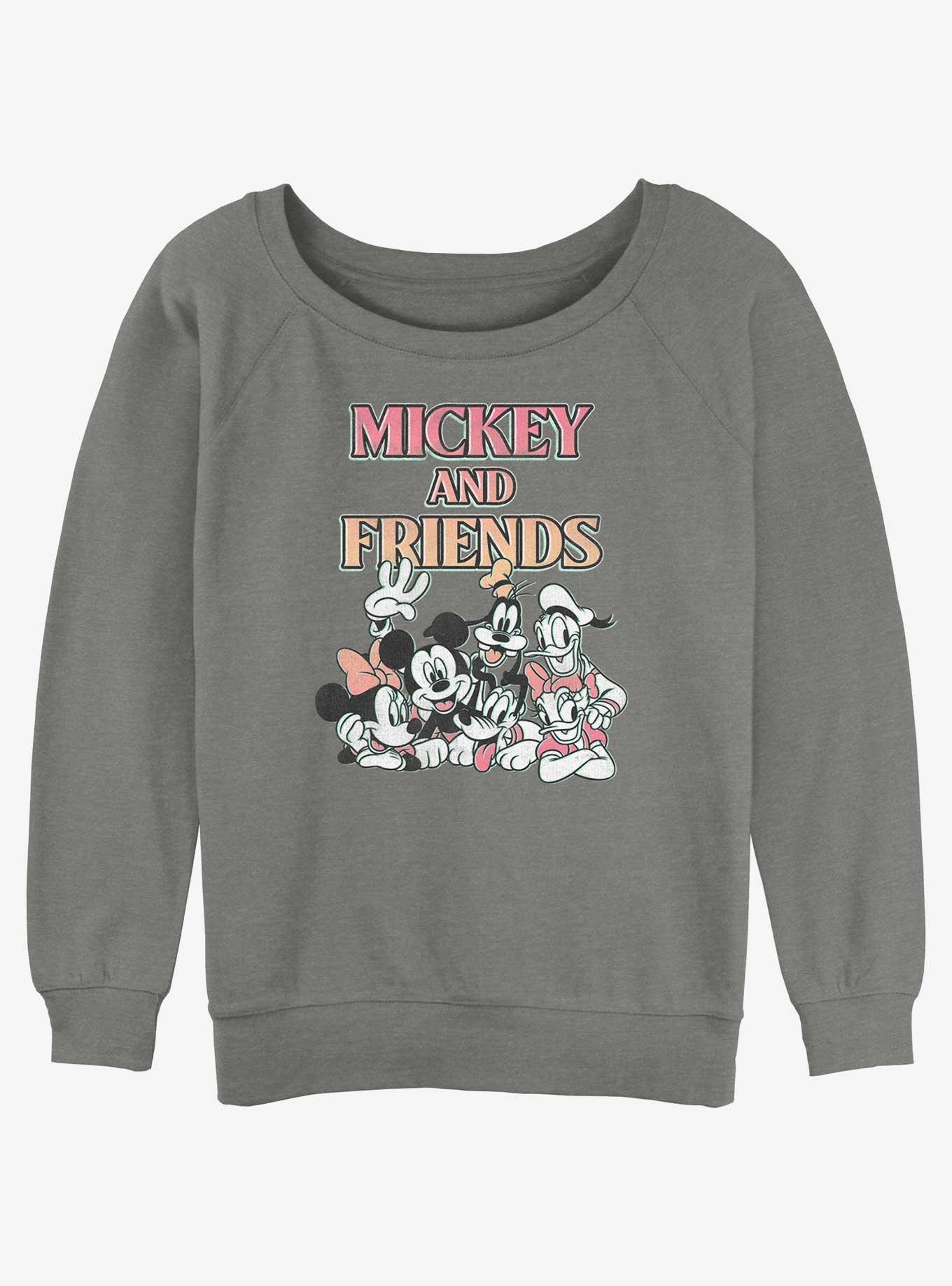 Disney Mickey Mouse & Friends Group Girls Slouchy Sweatshirt, GRAY HTR, hi-res