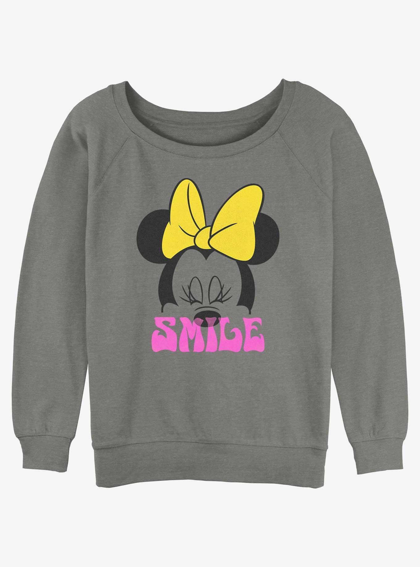 Disney Minnie Mouse Smile Girls Slouchy Sweatshirt, GRAY HTR, hi-res