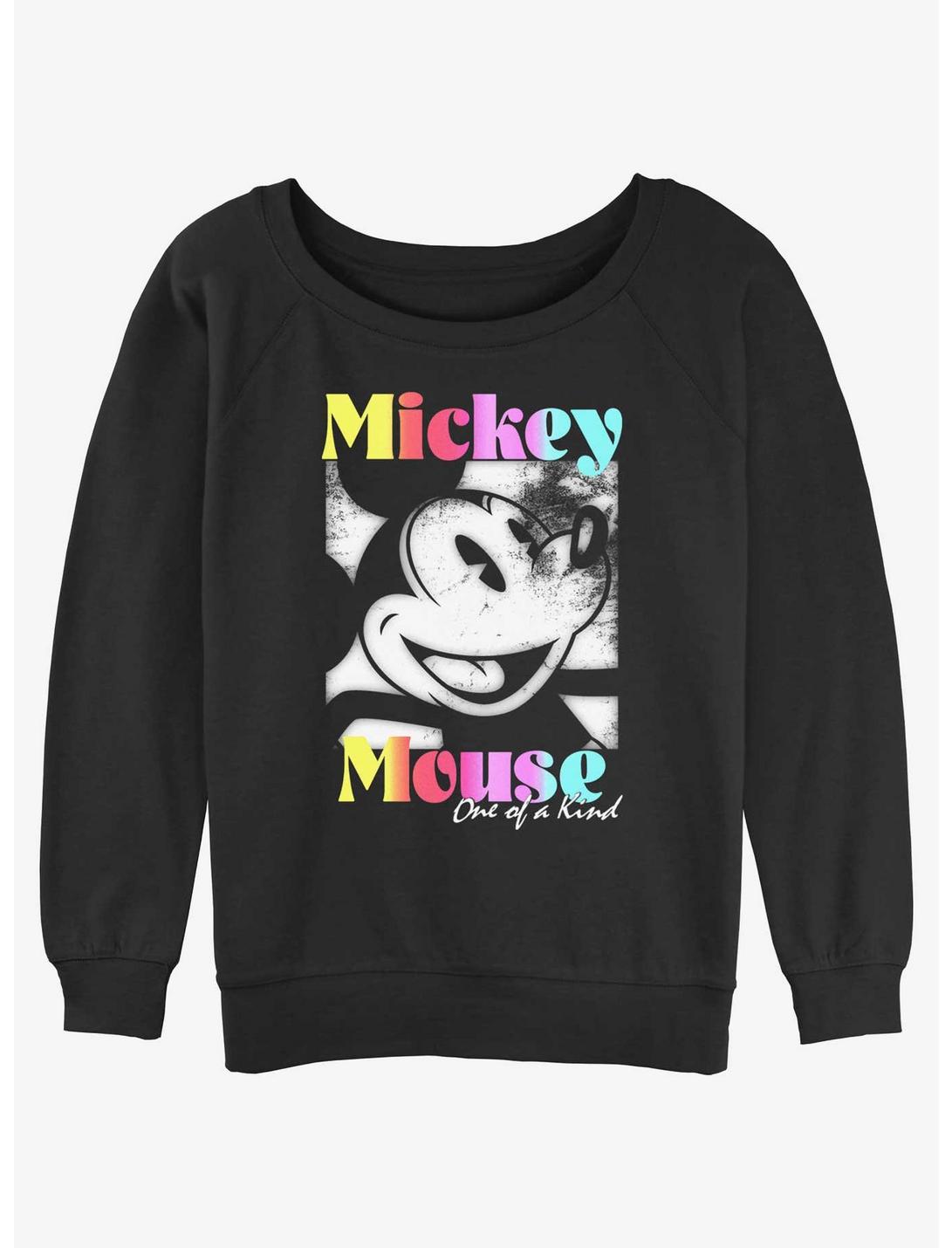 Disney Mickey Mouse one of a kind distressed Womens Slouchy Sweatshirt, BLACK, hi-res