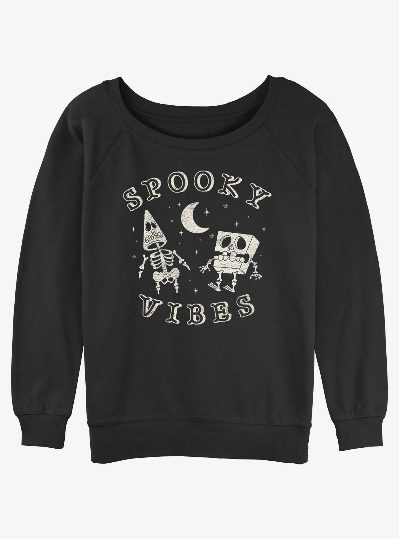 SpongeBob SquarePants Spooky Vibes Womens Slouchy Sweatshirt, BLACK, hi-res