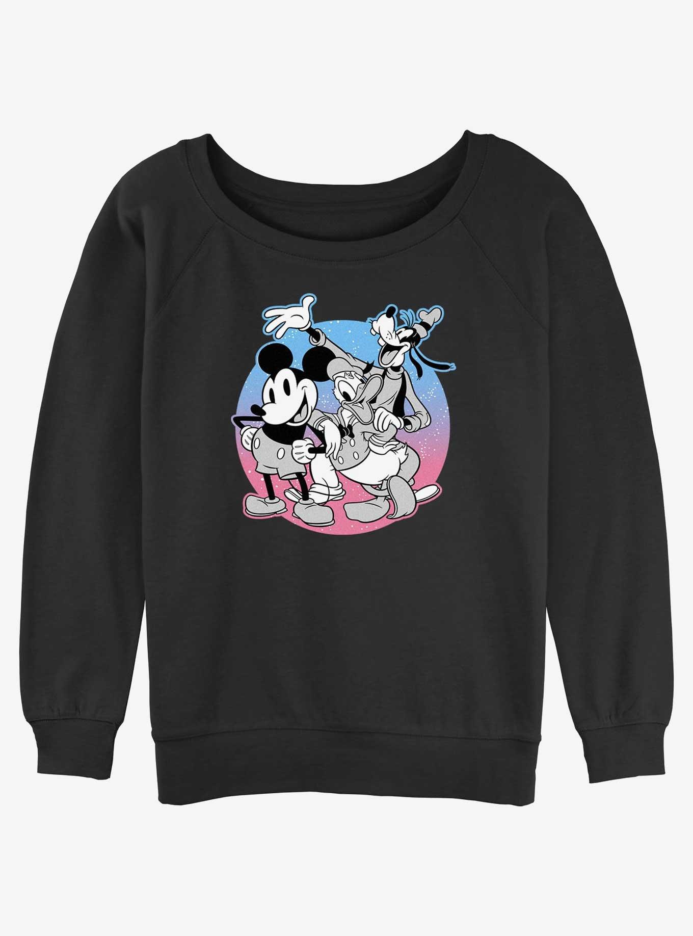 Disney Mickey Mouse & goofy dance Womens Slouchy Sweatshirt, BLACK, hi-res