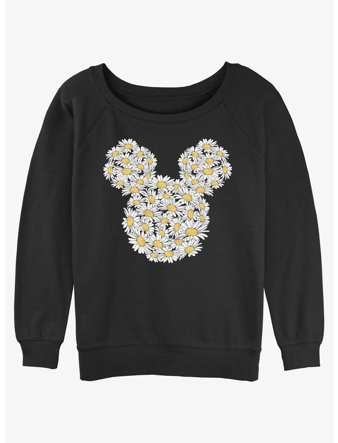Disney Mickey Mouse Flower ears Womens Slouchy Sweatshirt, BLACK, hi-res
