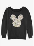 Disney Mickey Mouse Flower ears Womens Slouchy Sweatshirt, BLACK, hi-res