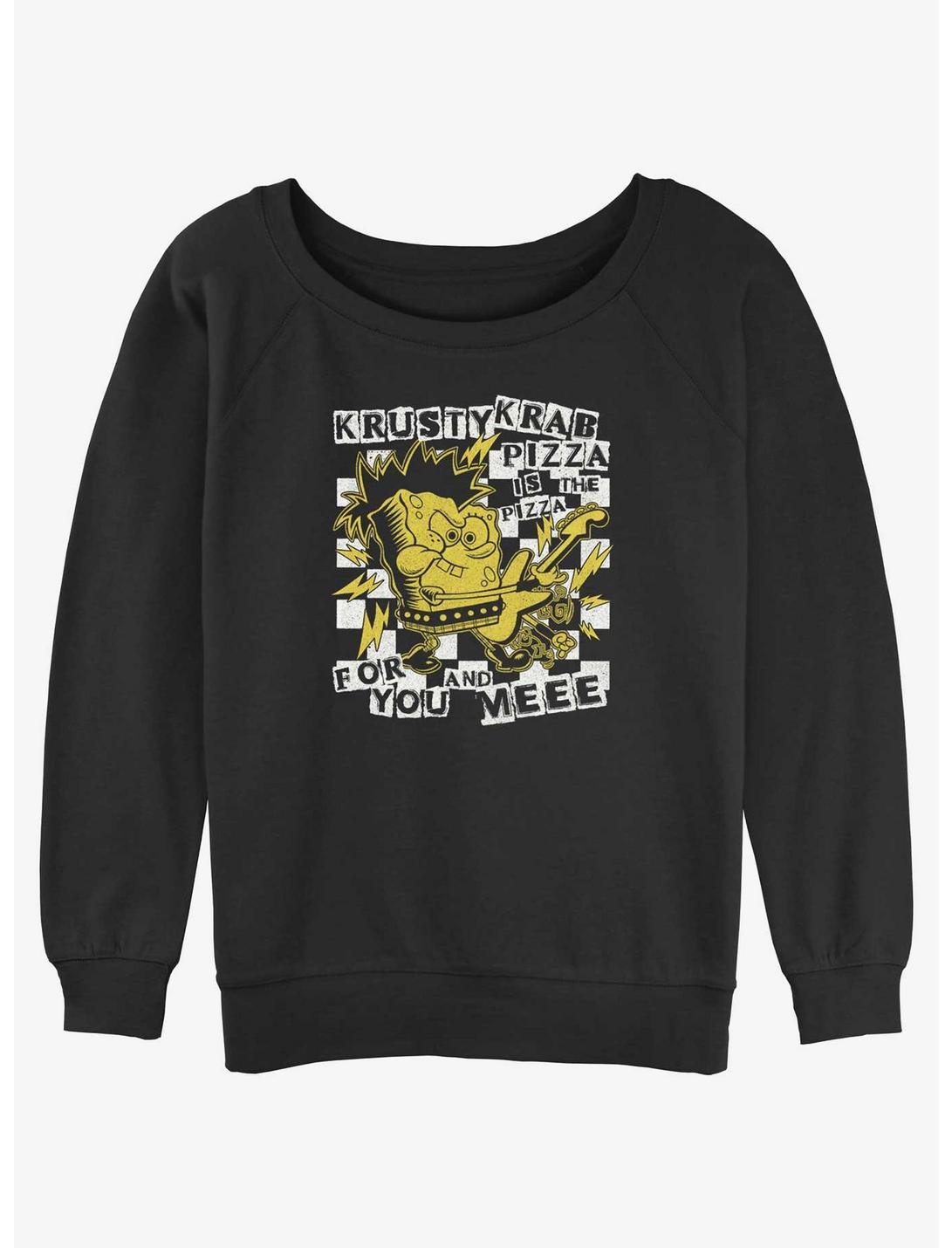 SpongeBob SquarePants Punk Krusty Krab Pizza Womens Slouchy Sweatshirt, BLACK, hi-res