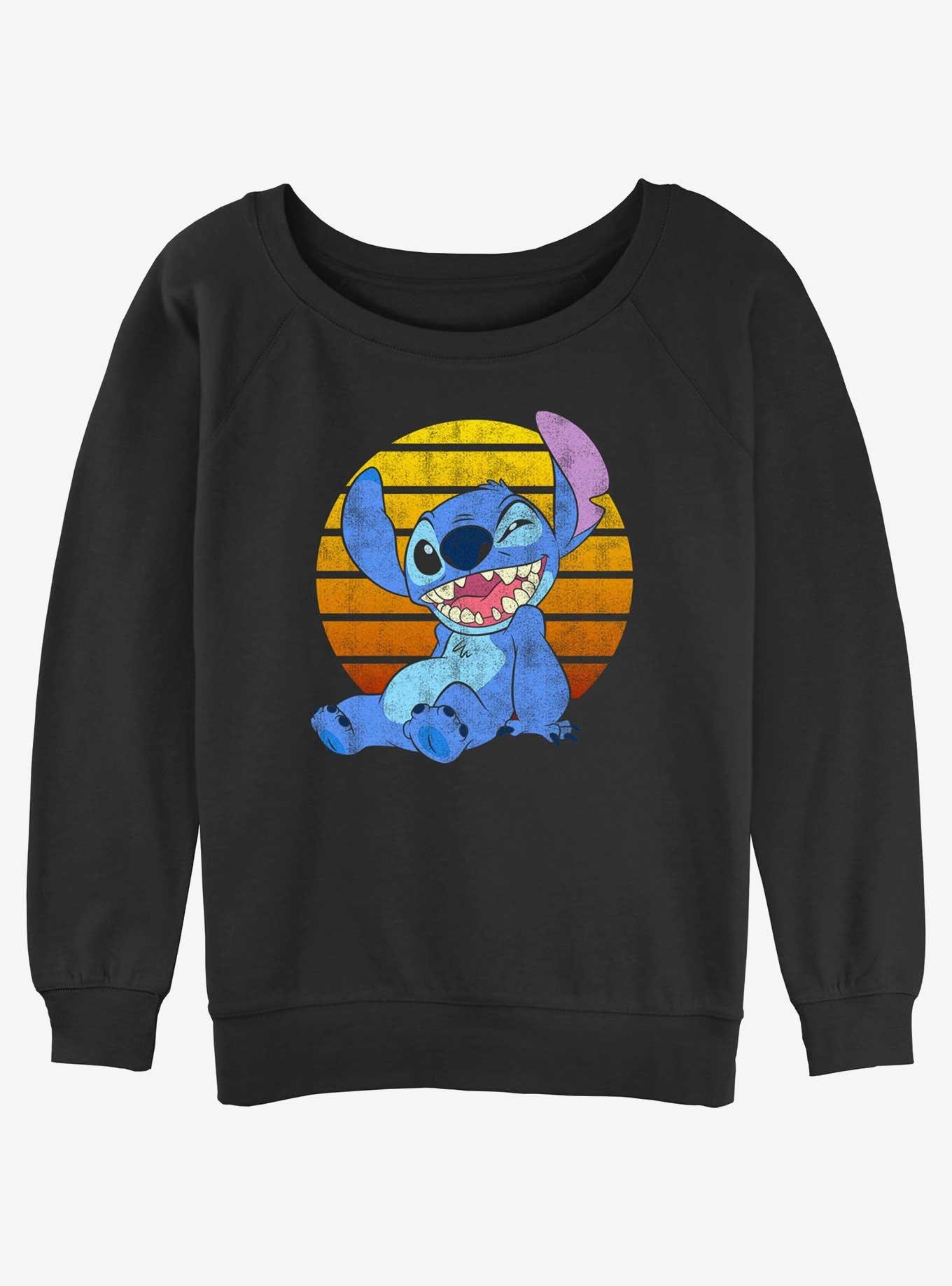 Disney Lilo & Stitch Sunset Stitch Womens Slouchy Sweatshirt, BLACK, hi-res