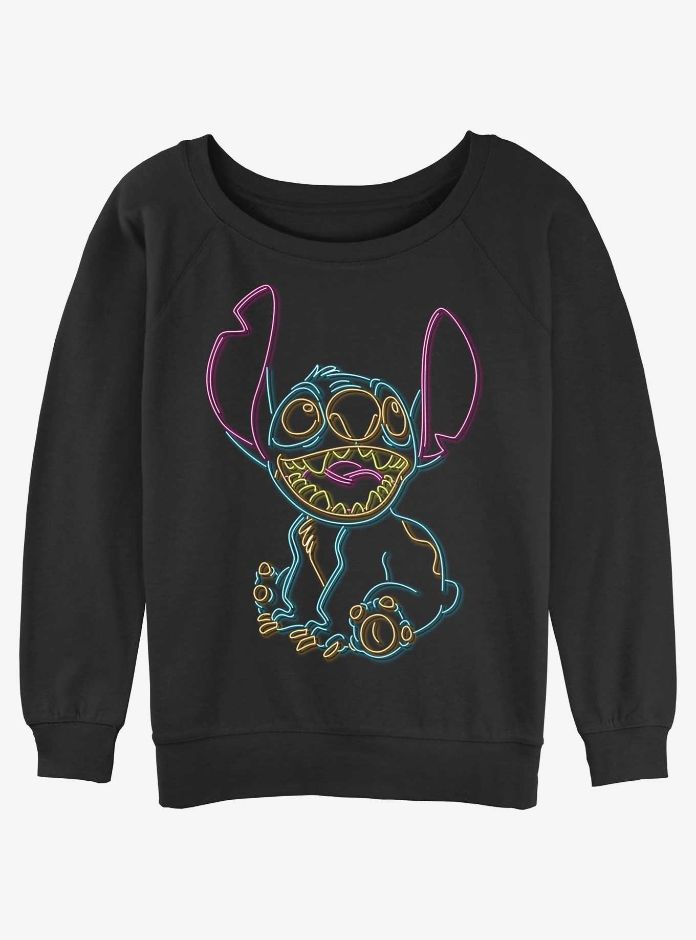 Disney Lilo & Stitch Color lines Womens Slouchy Sweatshirt, BLACK, hi-res