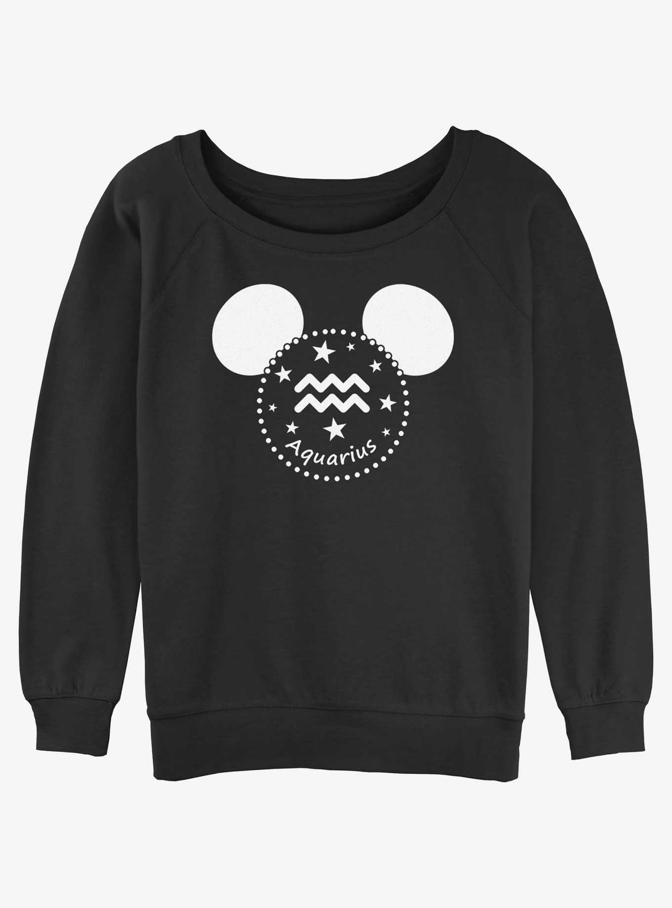 Disney Mickey Mouse Aquarius Womens Slouchy Sweatshirt, BLACK, hi-res