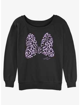 Disney Minnie Mouse Animal Print Bow Womens Slouchy Sweatshirt, , hi-res