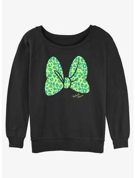 Disney Minnie Mouse  green Animal Print Bow Womens Slouchy Sweatshirt, , hi-res