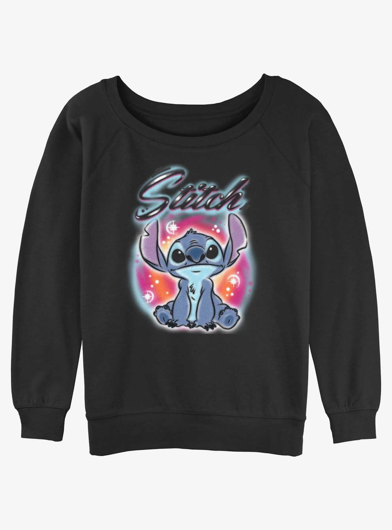 Disney Lilo & Stitch Brush Style Womens Slouchy Sweatshirt, BLACK, hi-res