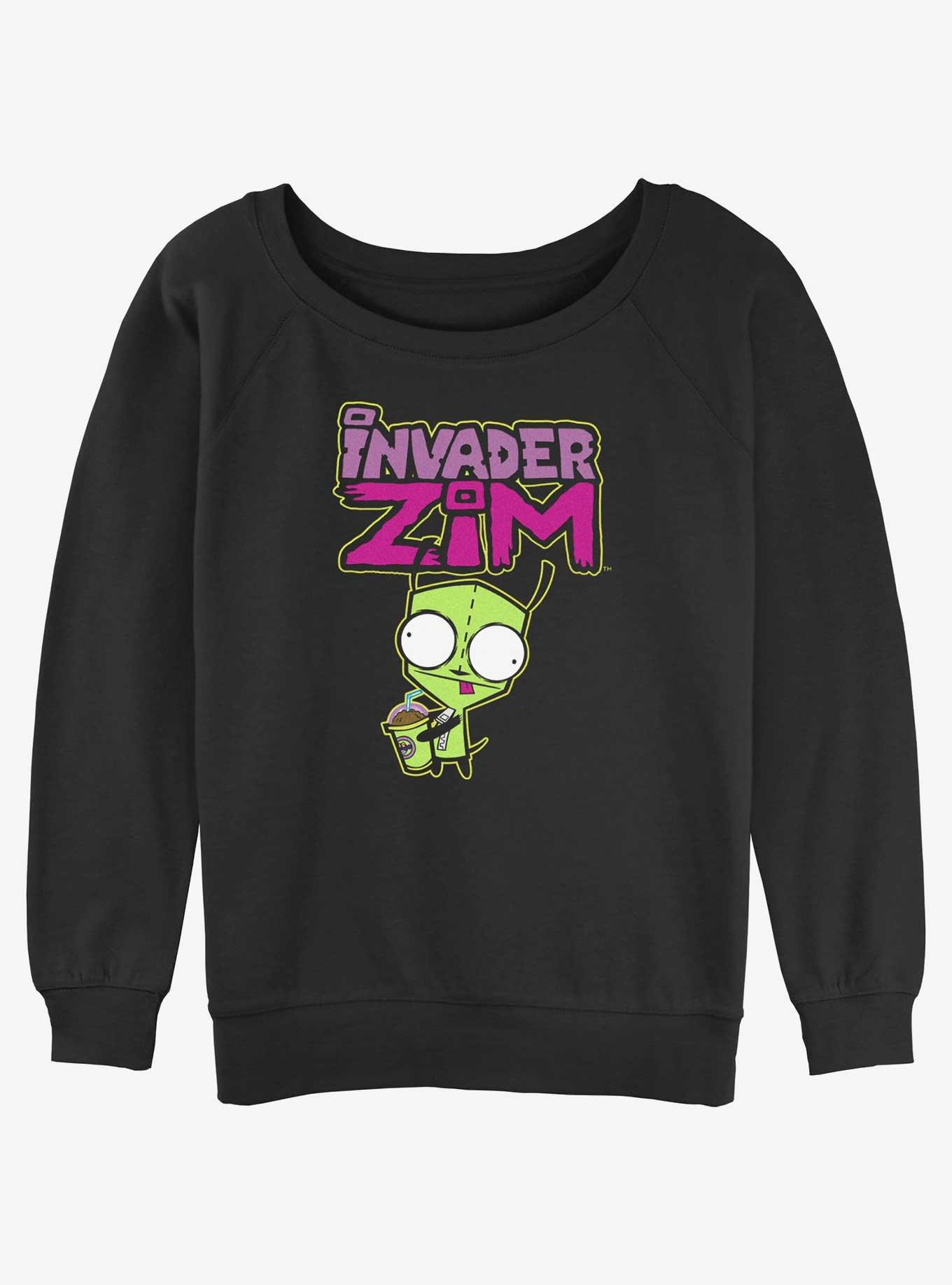 Invader Zim Gir Logo Womens Slouchy Sweatshirt, BLACK, hi-res