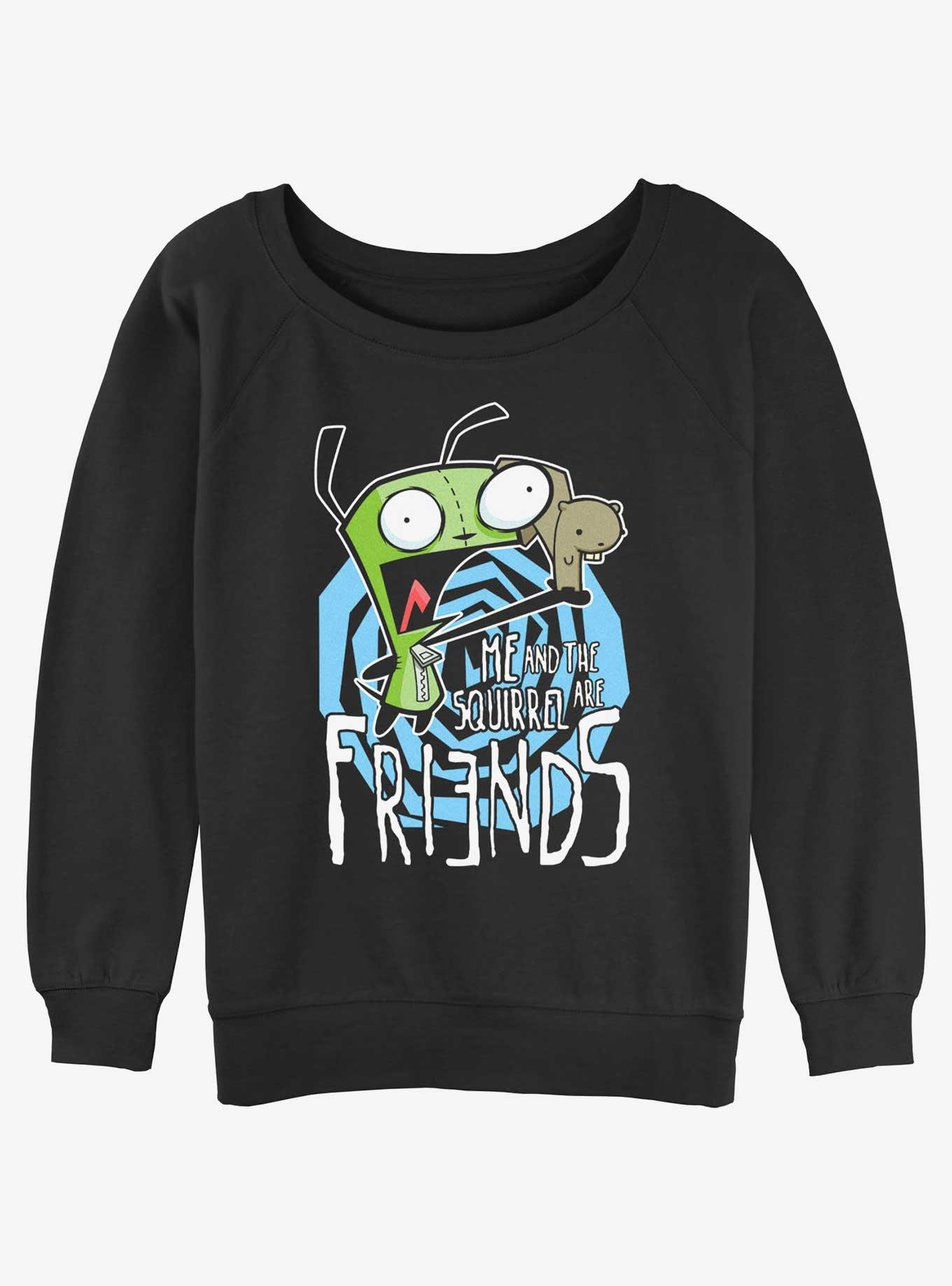 Invader Zim Squirrel Friend Womens Slouchy Sweatshirt, BLACK, hi-res