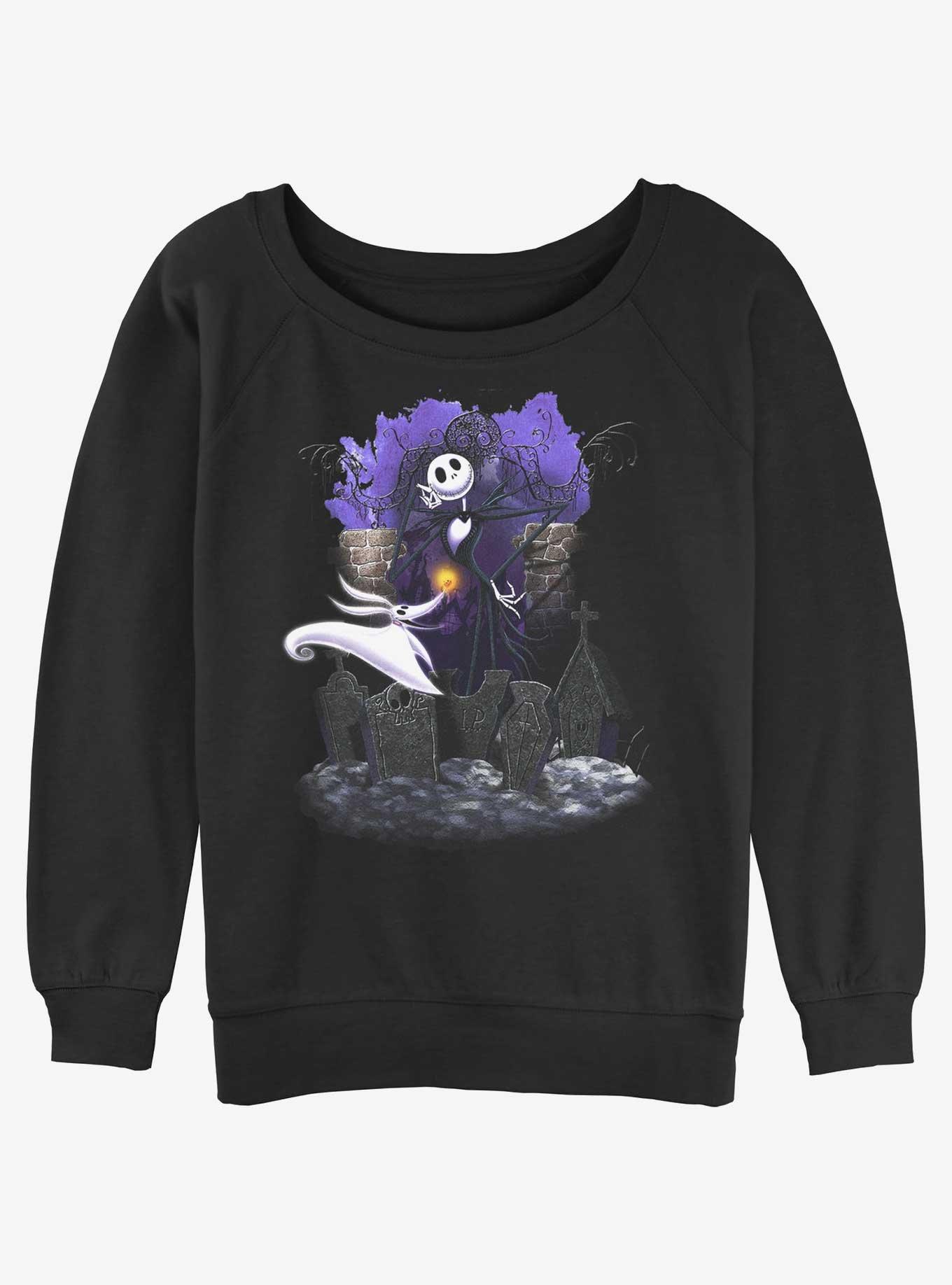 Disney Nightmare Before Christmas Graveyard Womens Slouchy Sweatshirt, BLACK, hi-res