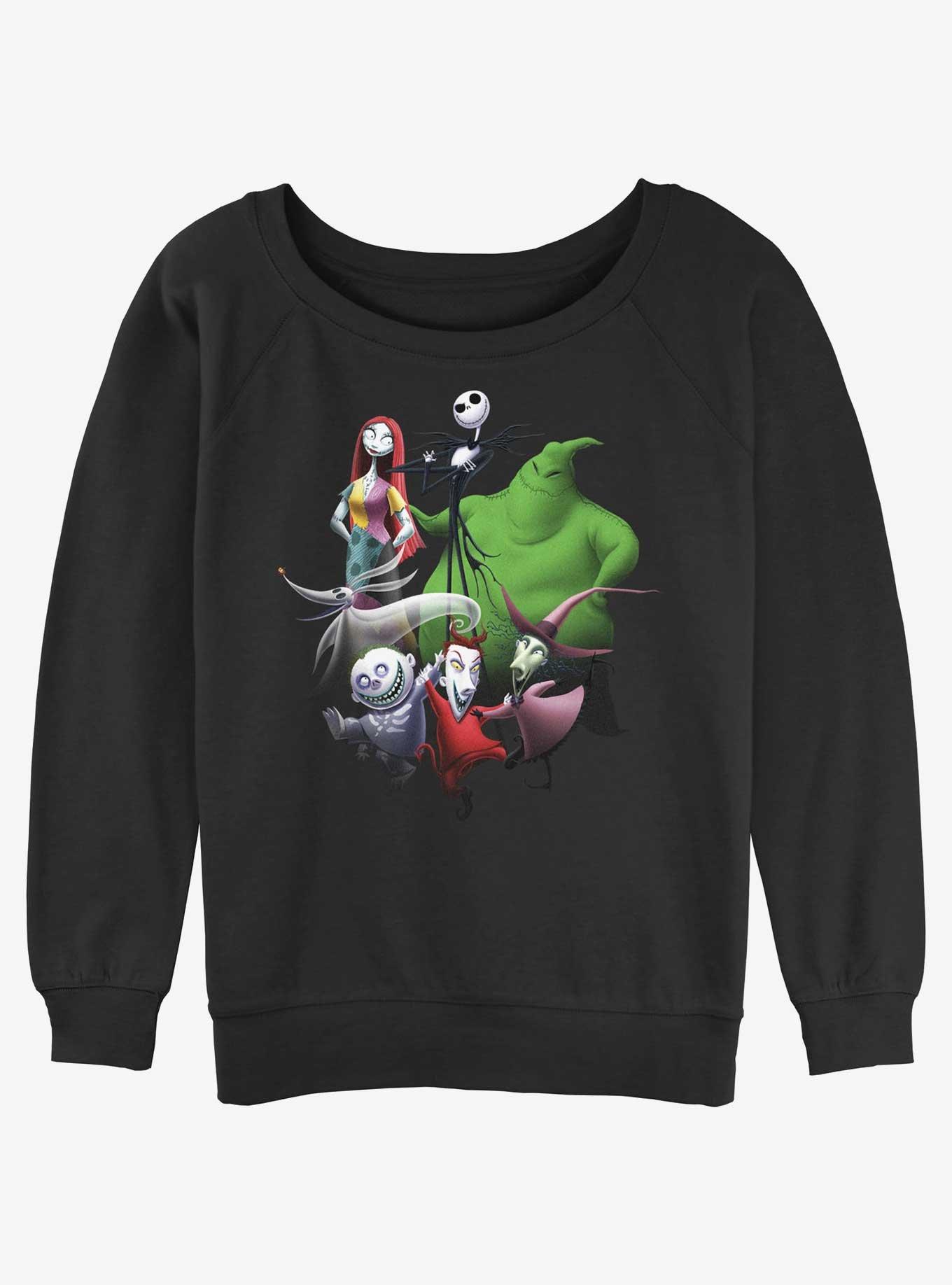 Disney Nightmare Before Christmas Groupshot Womens Slouchy Sweatshirt, BLACK, hi-res