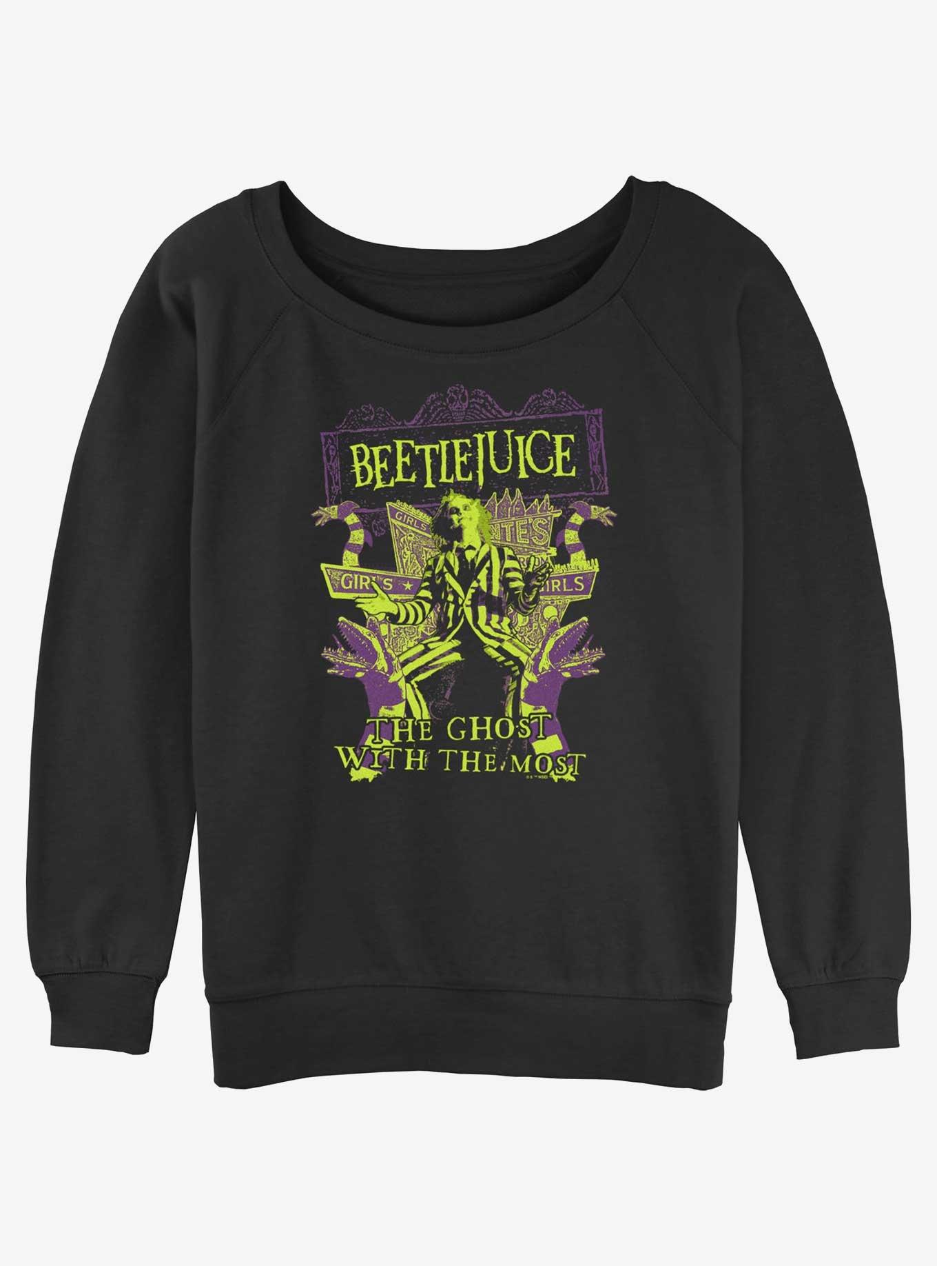 Beetlejuice Ghost With The Most Womens Slouchy Sweatshirt, BLACK, hi-res