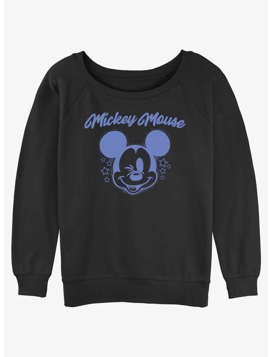 Disney Mickey Mouse Starry wink Womens Slouchy Sweatshirt, BLACK, hi-res
