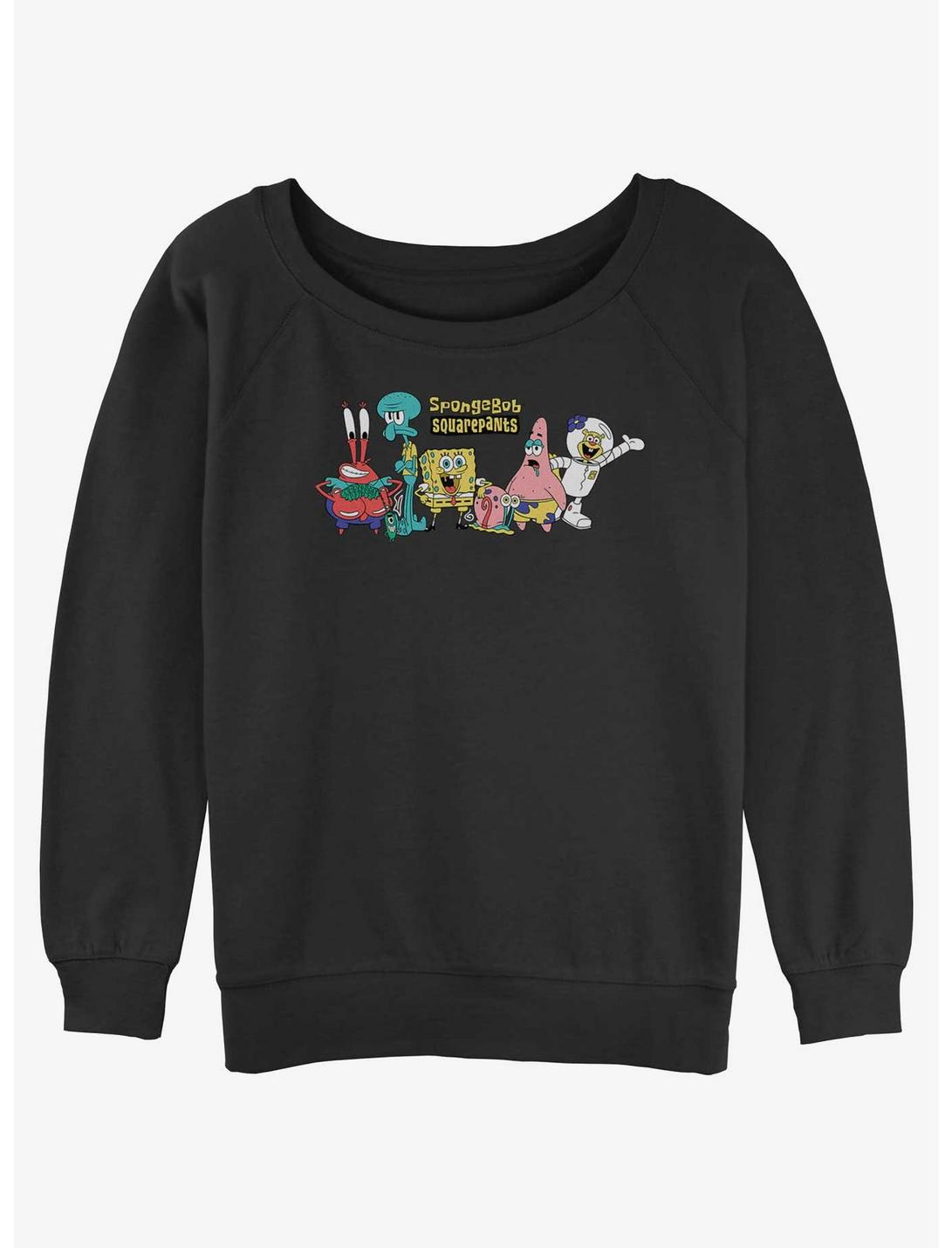 SpongeBob SquarePants Group Womens Slouchy Sweatshirt, BLACK, hi-res