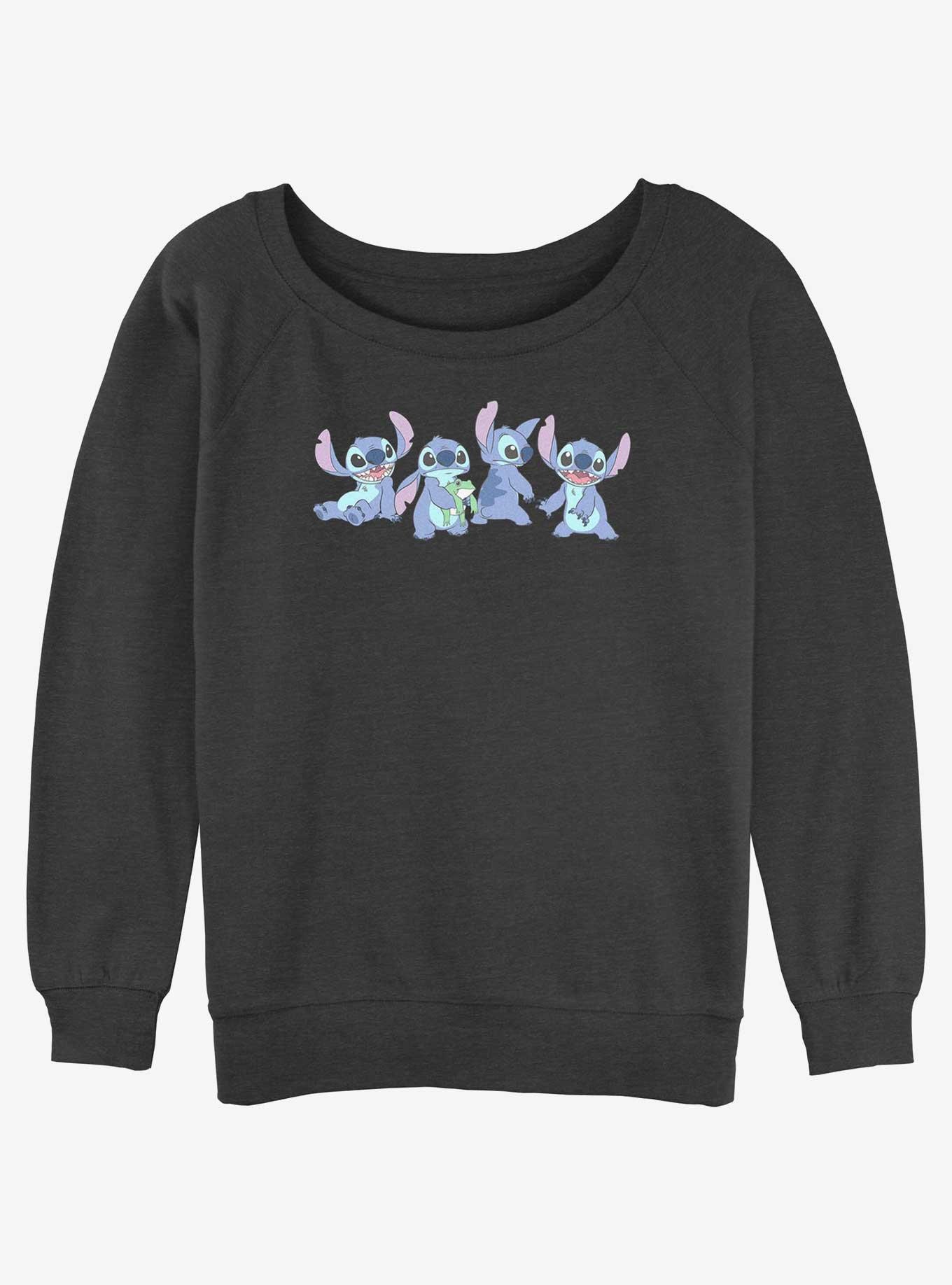 Disney Lilo & Stitch Pose Line Womens Slouchy Sweatshirt, CHAR HTR, hi-res