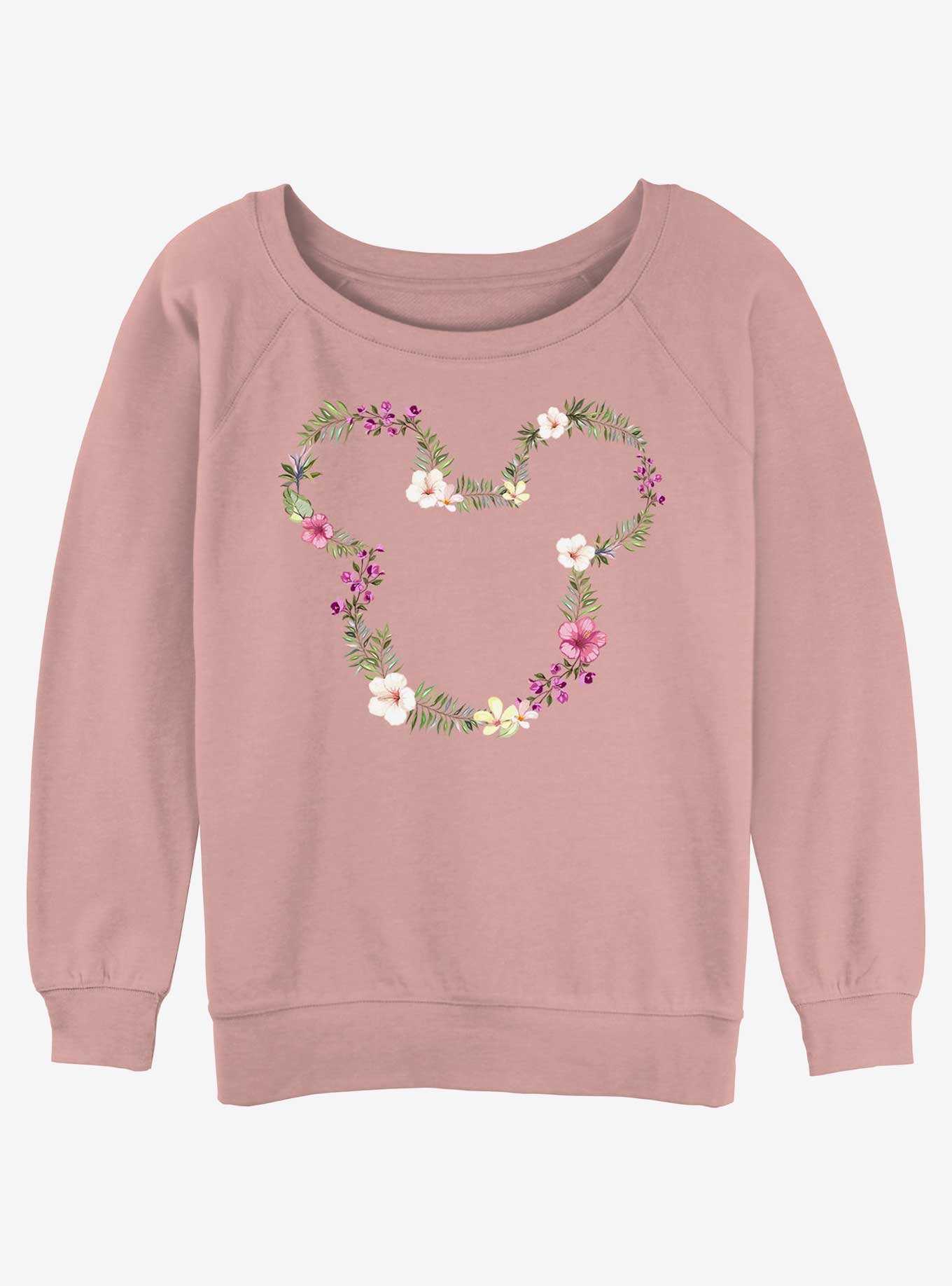 Disney Mickey Mouse Floral Mickey Womens Slouchy Sweatshirt, , hi-res