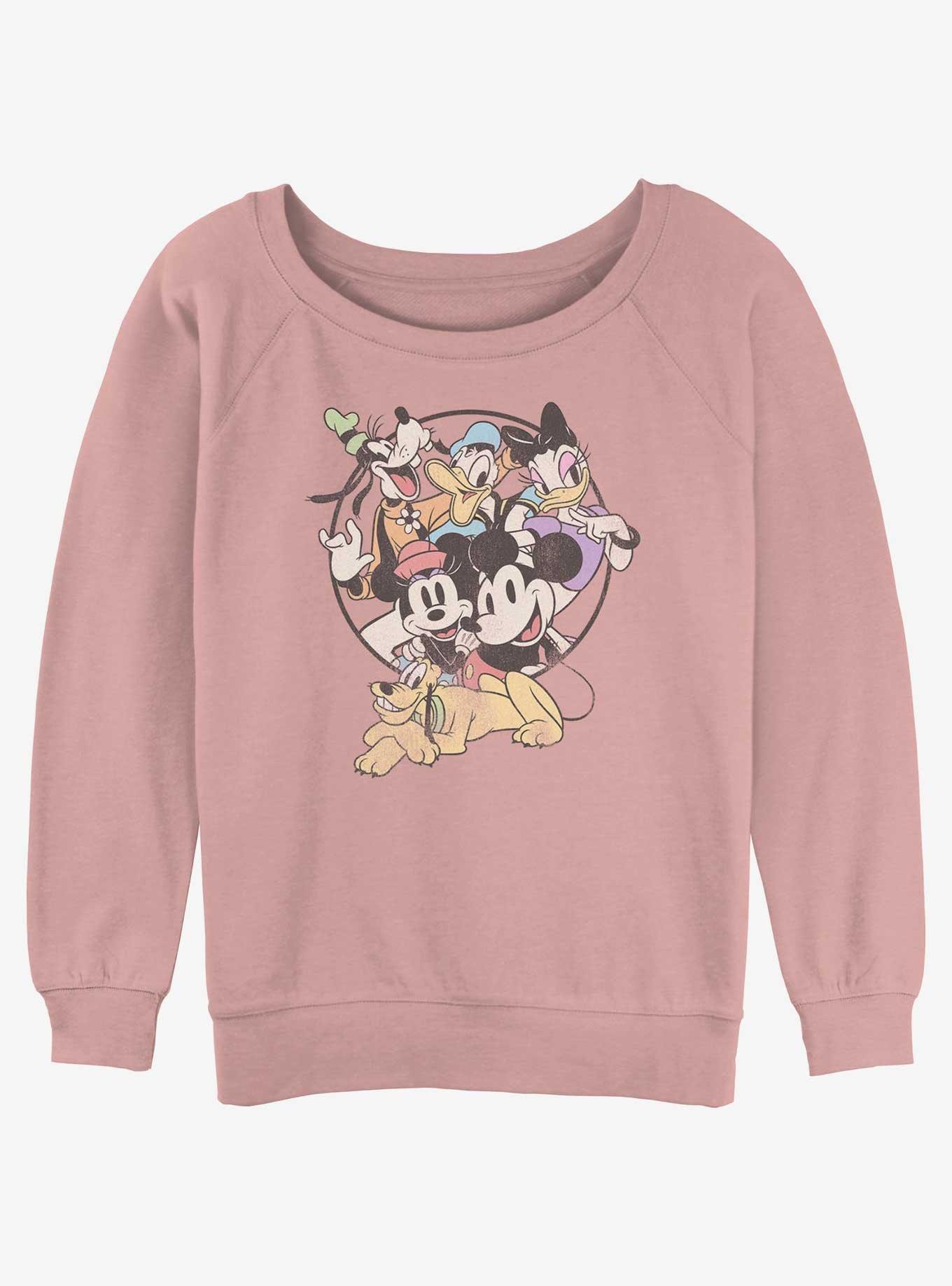 Disney Mickey Mouse Classic Friends Womens Slouchy Sweatshirt, DESERTPNK, hi-res