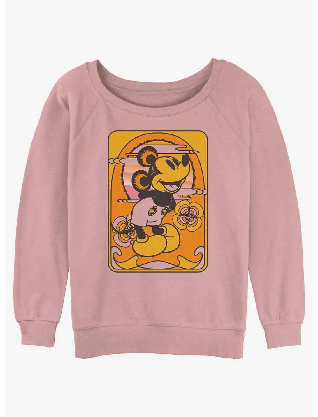 Disney Mickey Mouse Sunset Mickey Womens Slouchy Sweatshirt, DESERTPNK, hi-res