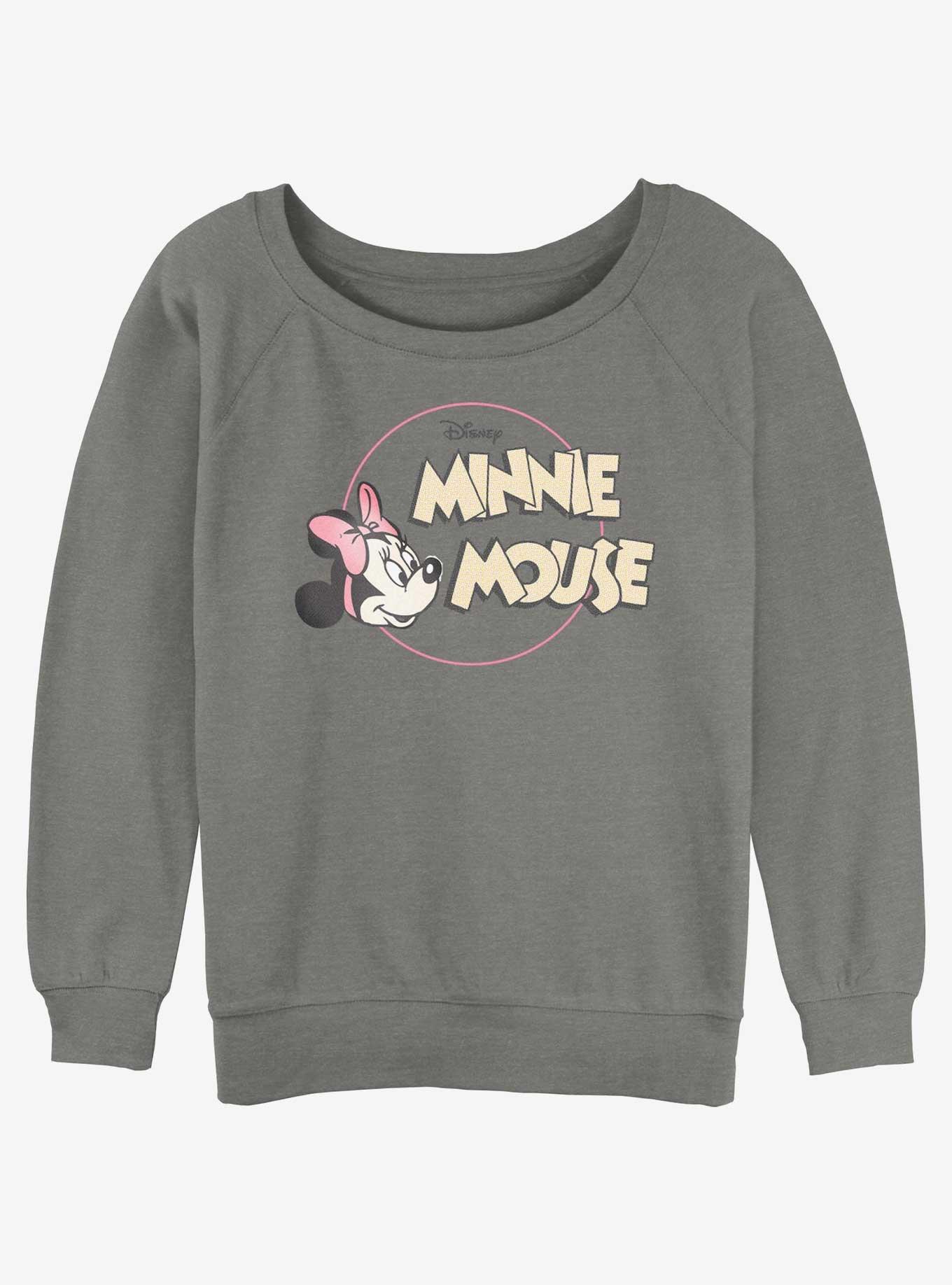 Disney Mickey Mouse Retro Womens Slouchy Sweatshirt, GRAY HTR, hi-res