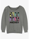 Disney Mickey Mouse Neon Squares Womens Slouchy Sweatshirt, GRAY HTR, hi-res