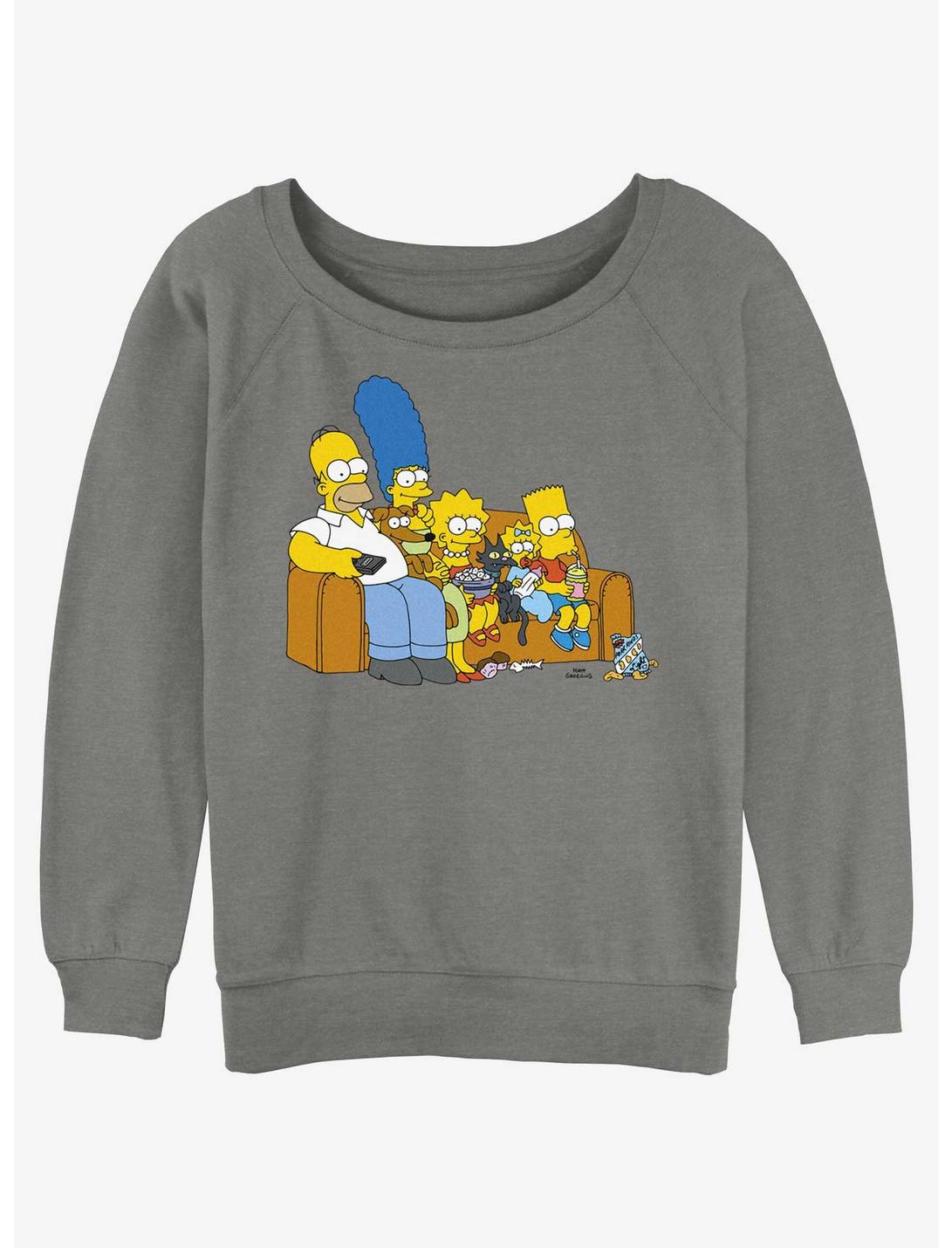 The Simpsons Family Couch Womens Slouchy Sweatshirt, GRAY HTR, hi-res