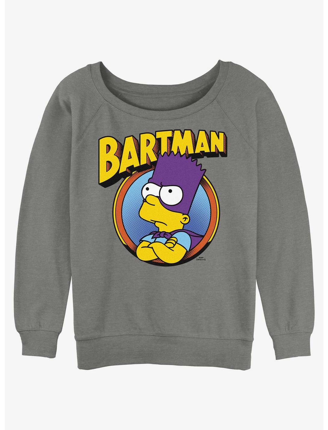 The Simpsons Bartman Circle Womens Slouchy Sweatshirt, GRAY HTR, hi-res