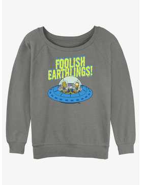 The Simpsons Foolish Earthlings Womens Slouchy Sweatshirt, , hi-res