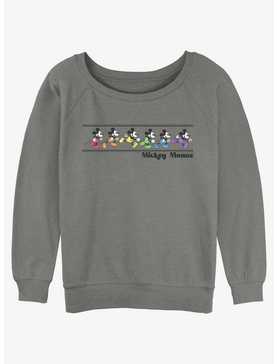 Disney Mickey Mouse Rainbow Mickeys Womens Slouchy Sweatshirt, , hi-res