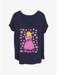 Nintendo Princess Peach Just Peachy Girls T-Shirt Plus Size, NAVY, hi-res