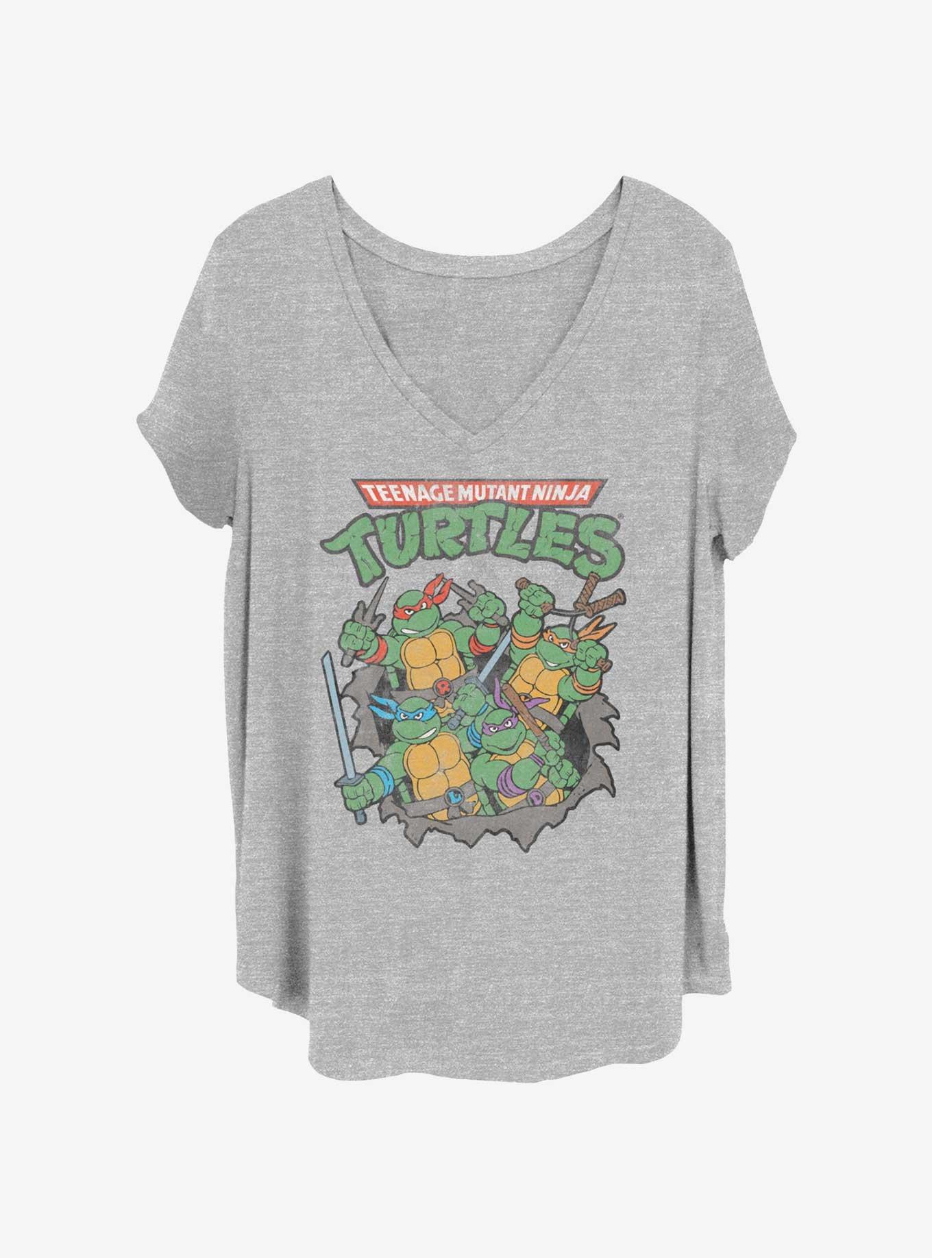 Teenage Mutant Ninja Turtles Turtle Group Girls T-Shirt Plus Size, HEATHER GR, hi-res
