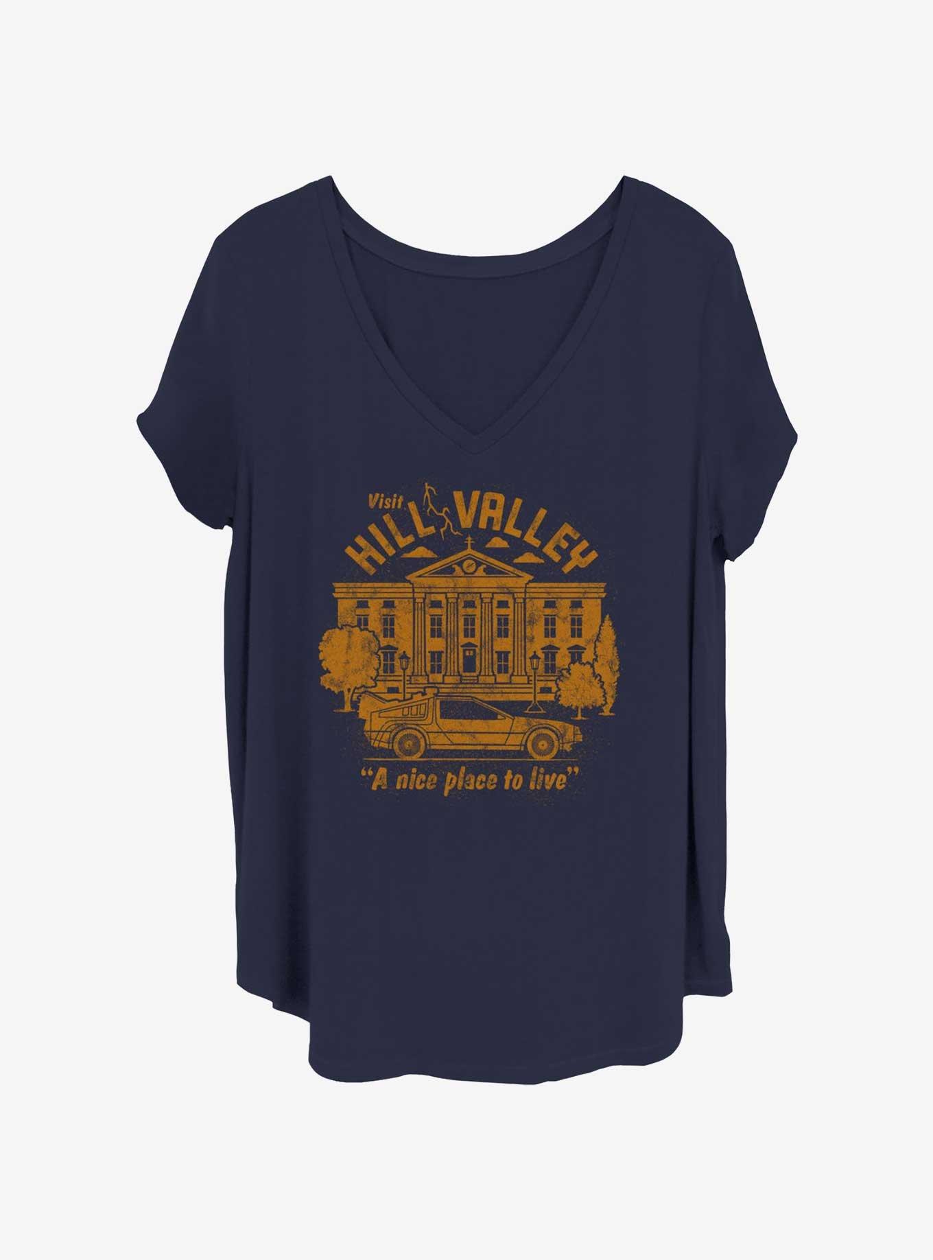 Back to the Future Visit Hill Valley Girls T-Shirt Plus Size, NAVY, hi-res