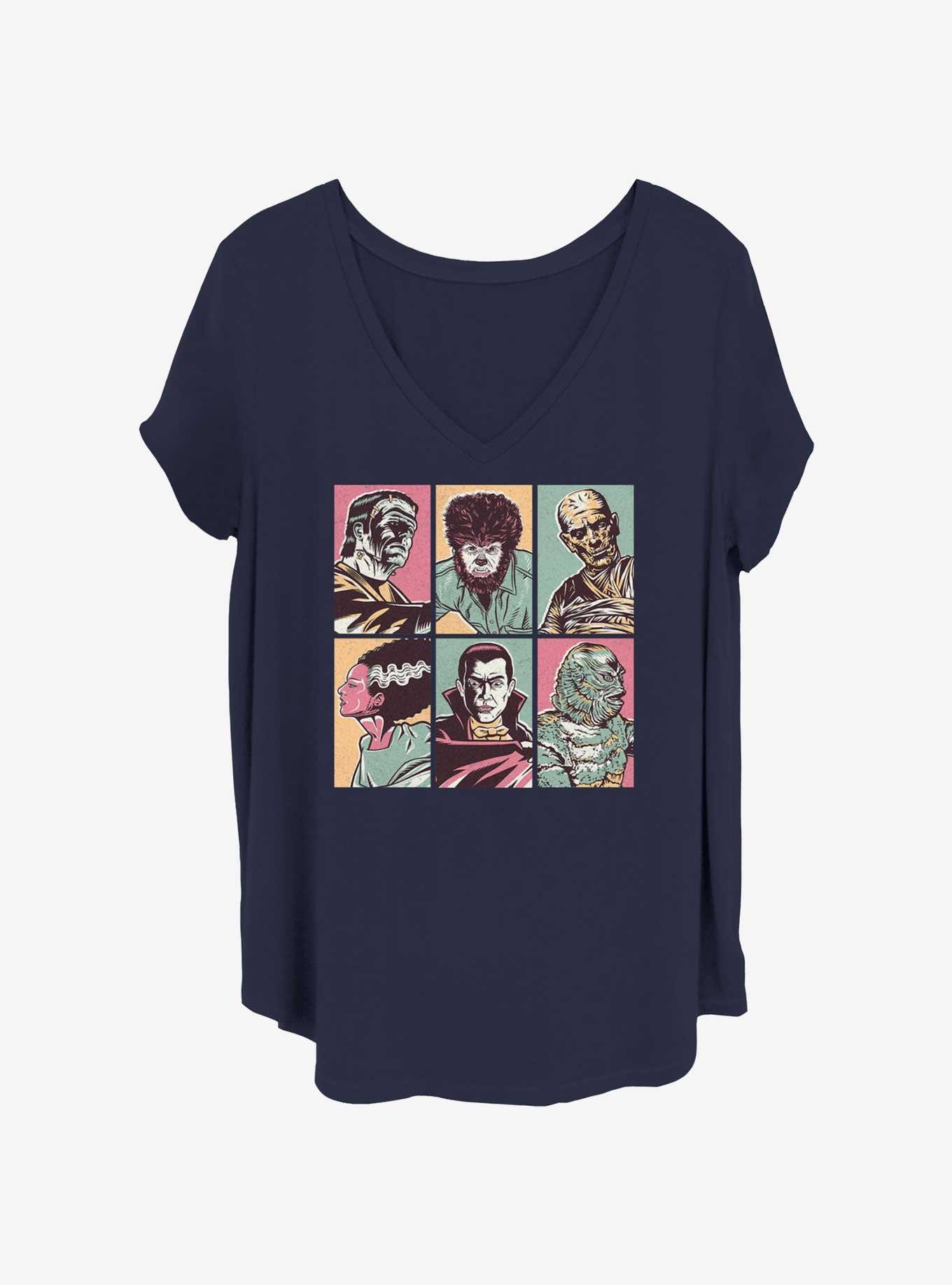 Universal Monsters Spooky Bunch Girls T-Shirt Plus Size, NAVY, hi-res