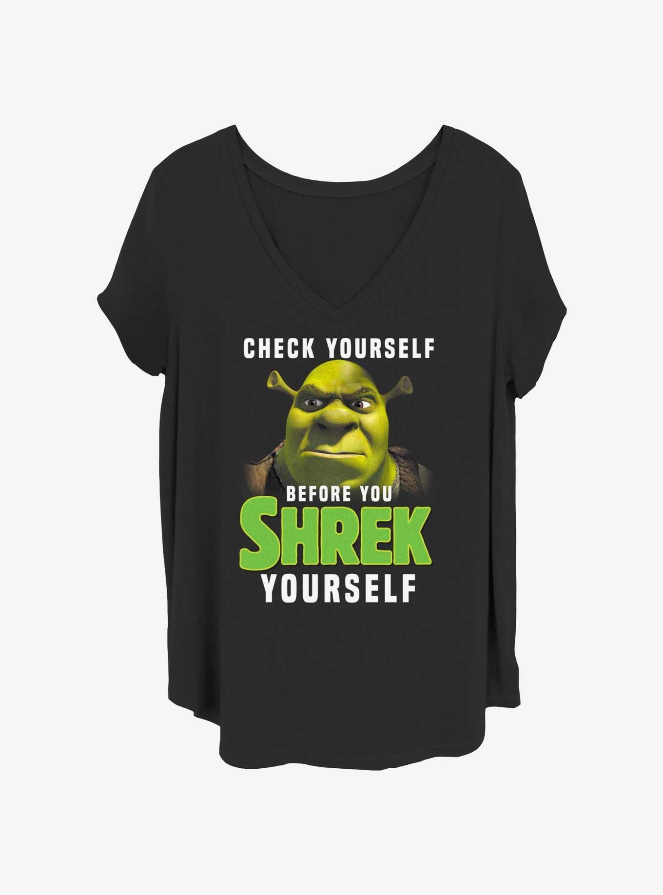 Shrek Check Yourself Before You Shrek Yourself Girls T-Shirt Plus Size, BLACK, hi-res