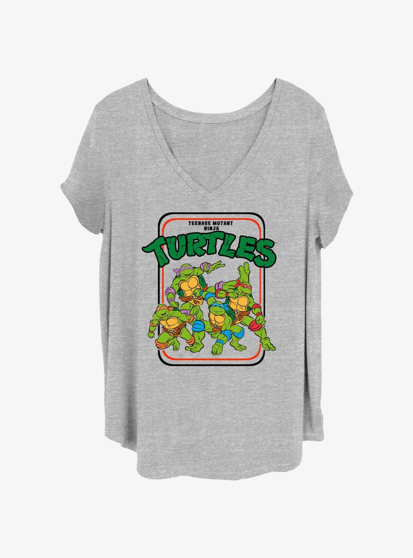 Teenage Mutant Ninja Turtles Vintage Turtles Girls T-Shirt Plus Size, HEATHER GR, hi-res