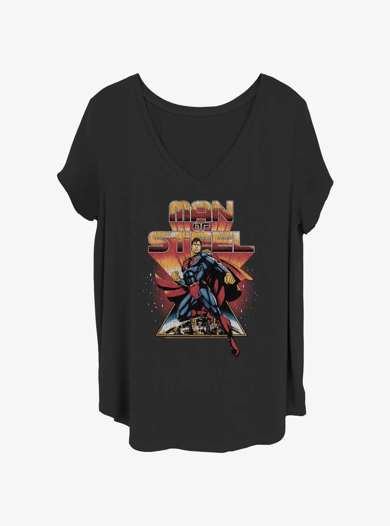 DC Superman Man Of Steel Girls T-Shirt Plus Size, BLACK, hi-res