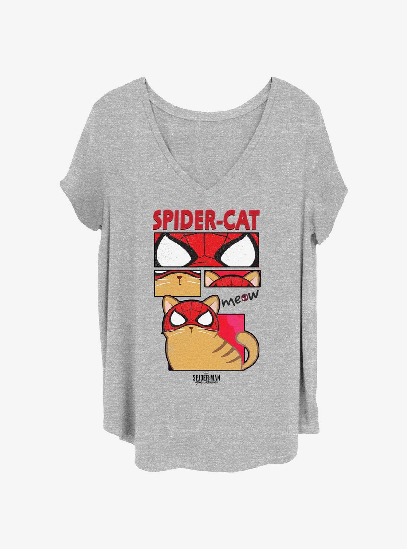 Marvel Spider-Man Spider-Cat Panels Girls T-Shirt Plus Size, HEATHER GR, hi-res