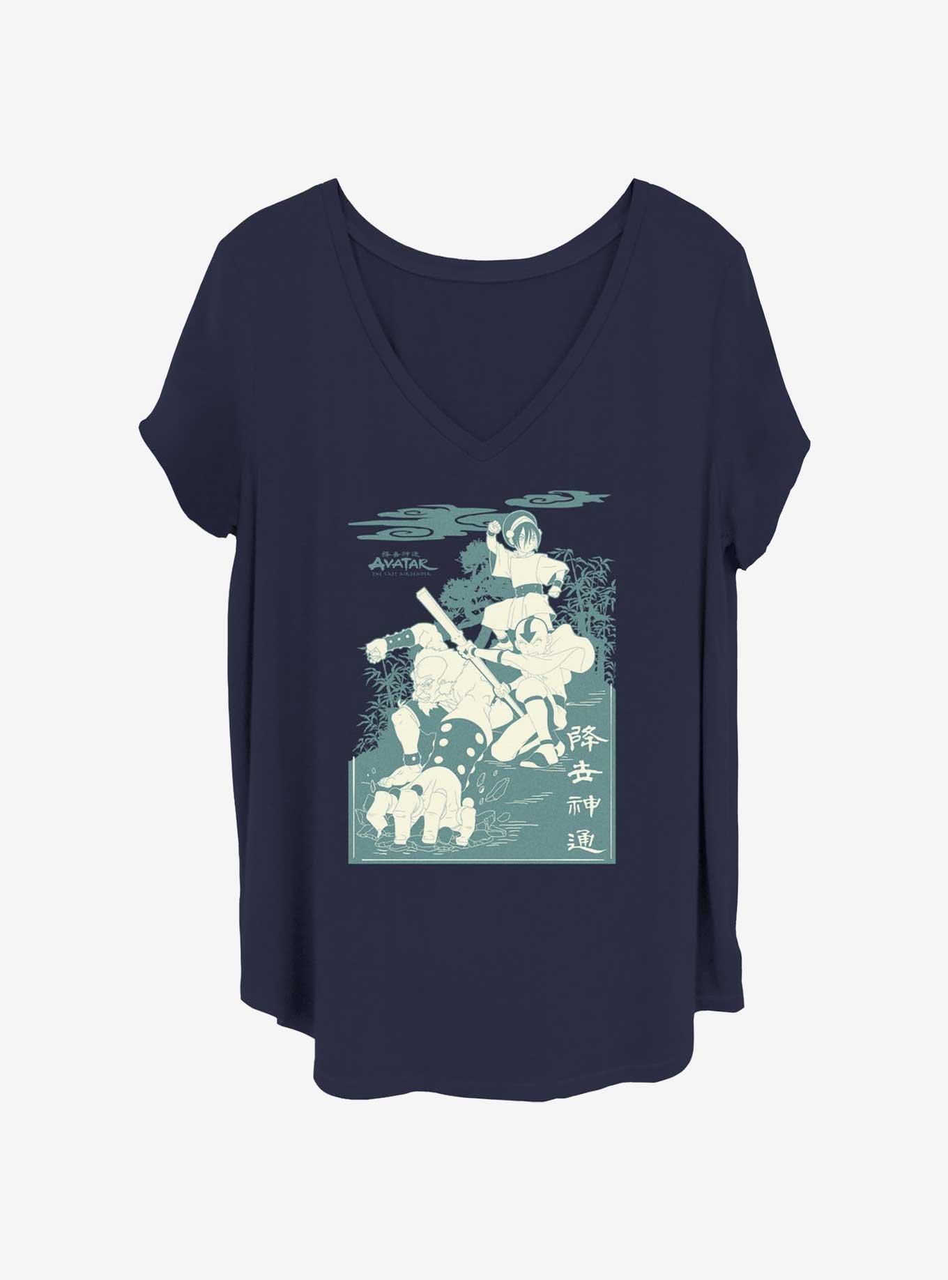 Avatar: The Last Airbender Earth Stances Girls T-Shirt Plus Size, NAVY, hi-res