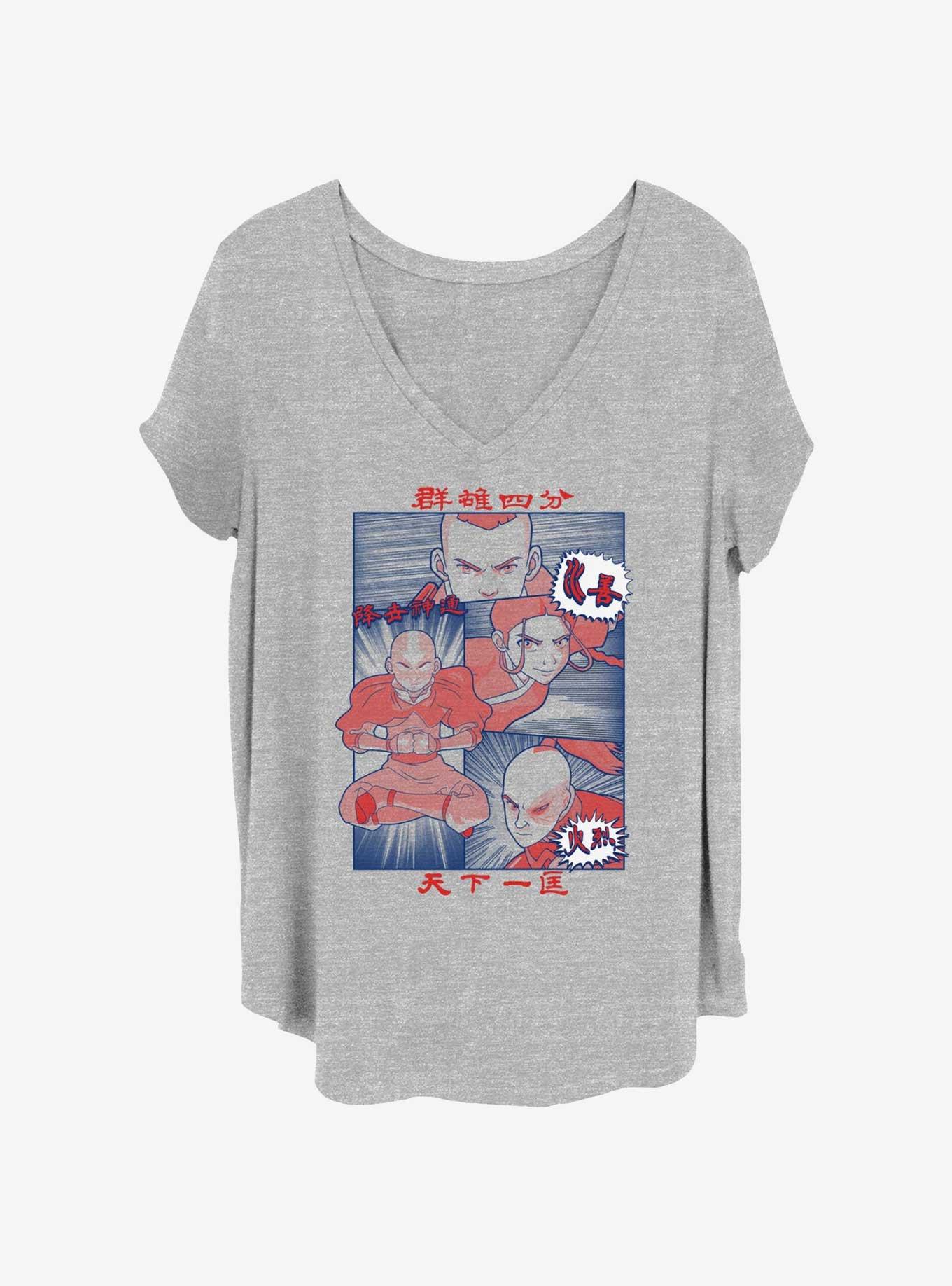 Avatar: The Last Airbender Manga Comic Panels Girls T-Shirt Plus Size, HEATHER GR, hi-res