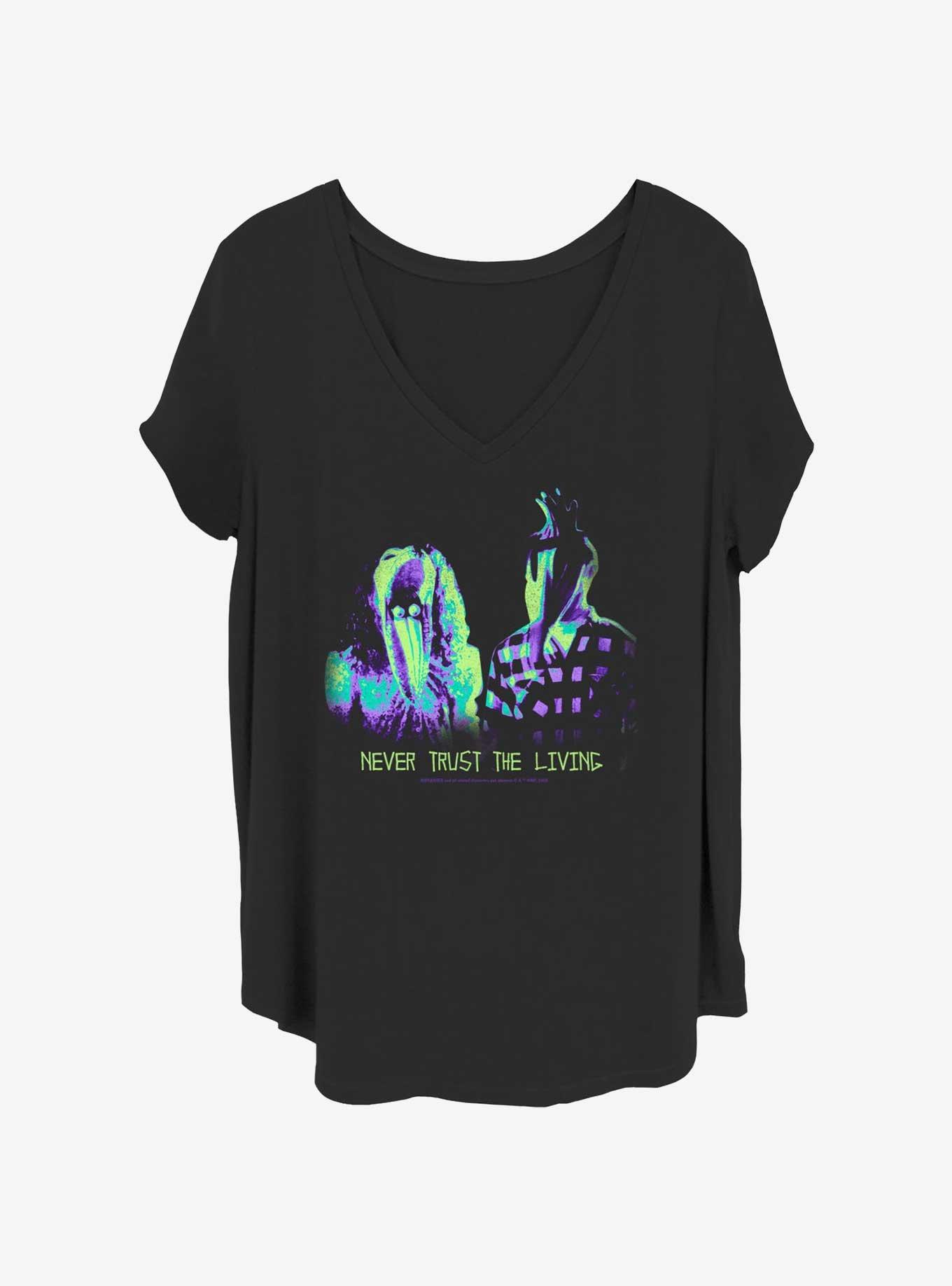 Beetlejuice Never Trust The Living Girls T-Shirt Plus Size, BLACK, hi-res