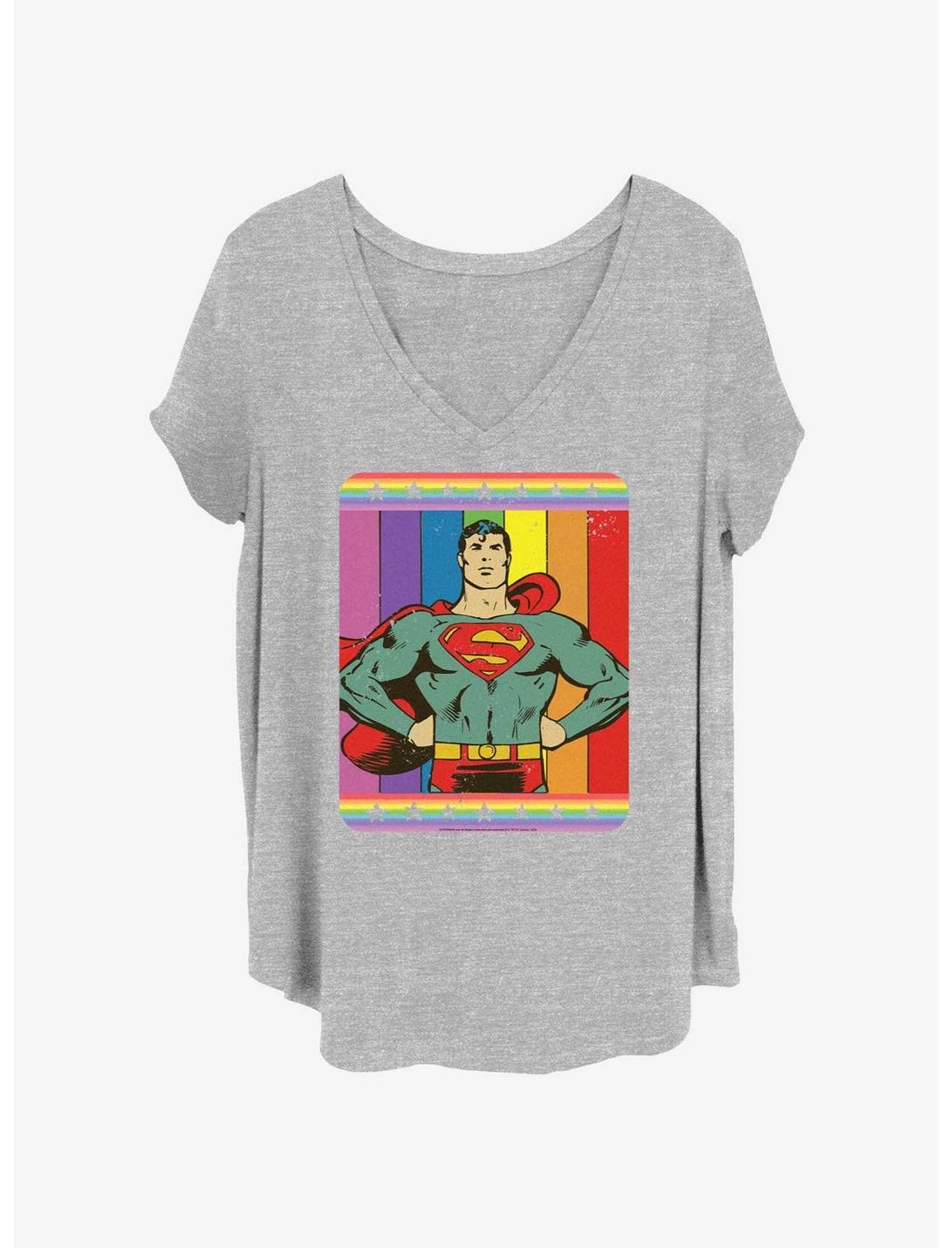 DC Superman Vintage Rainbow Girls T-Shirt Plus Size, HEATHER GR, hi-res