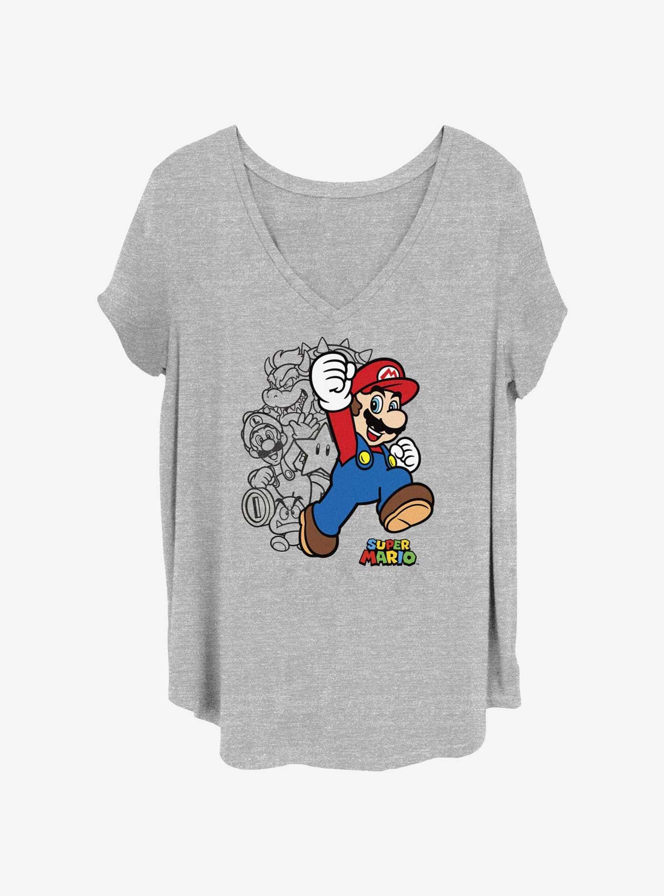 Nintendo Drawn Heroes Girls T-Shirt Plus Size, HEATHER GR, hi-res