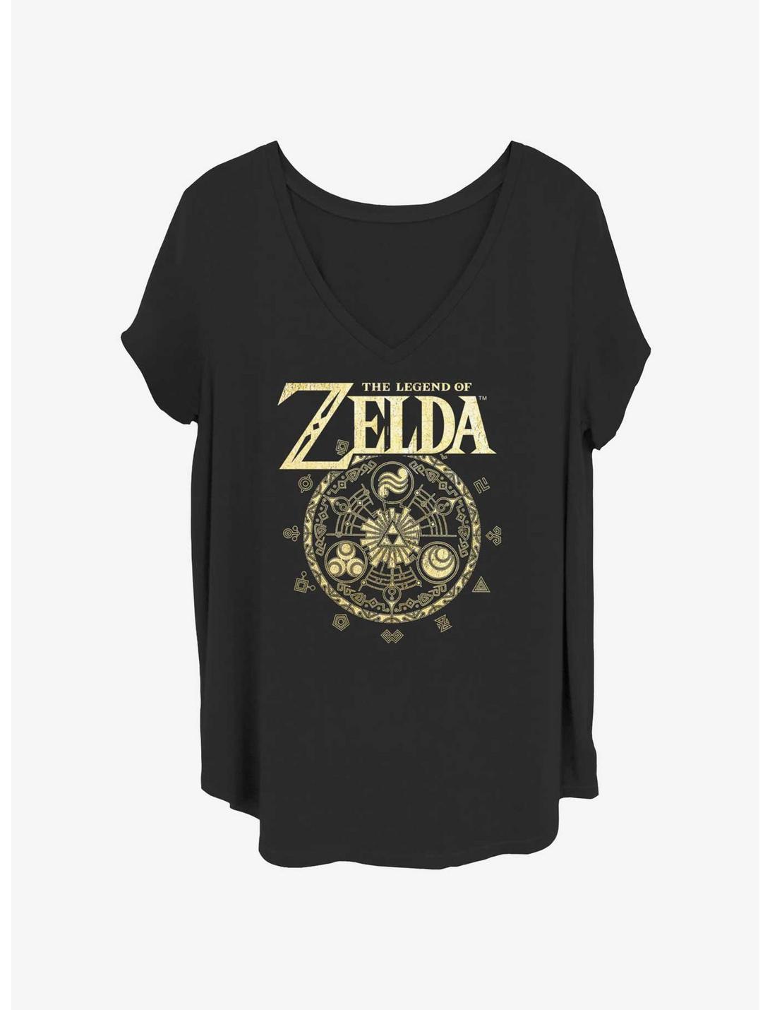 Nintendo Zelda Circle Badge Girls T-Shirt Plus Size, BLACK, hi-res