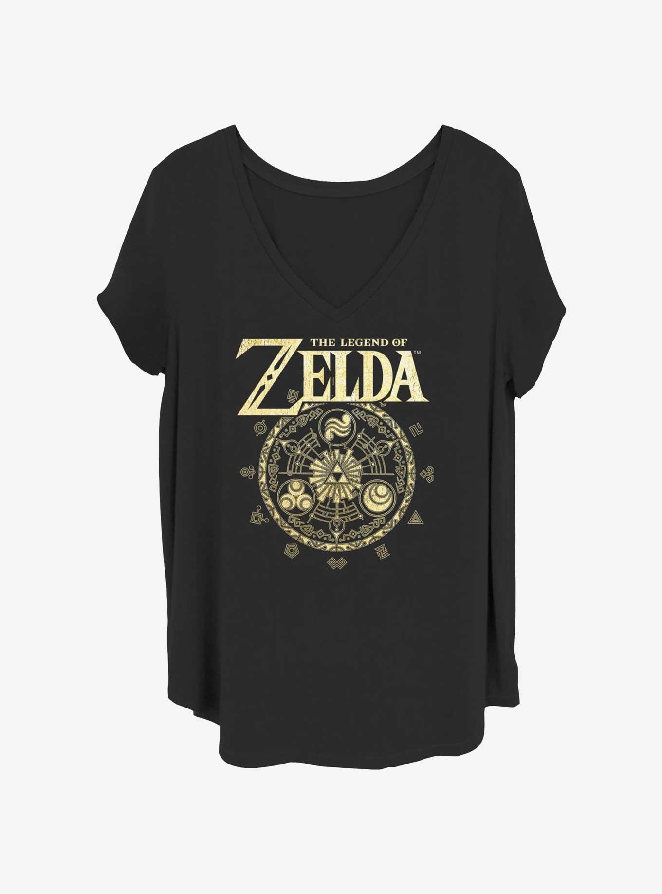 Nintendo Zelda Circle Badge Girls T-Shirt Plus Size, BLACK, hi-res