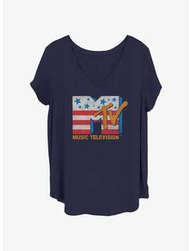 MTV Stars And Stripes Logo Girls T-Shirt Plus Size, , hi-res
