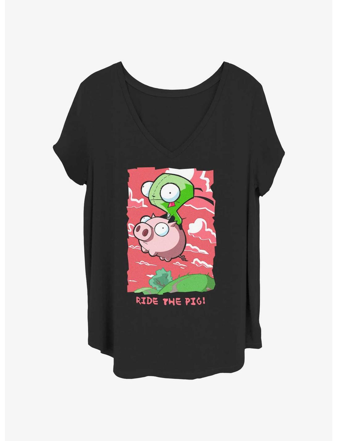 Invader ZIM Ride The Pig Girls T-Shirt Plus Size, BLACK, hi-res